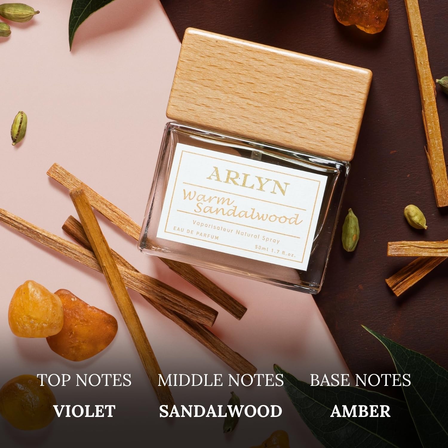 ARLYN Warm Sandalwood Eau De Parfum Inspired by San.t.al 33, Long-Lasting Perfume for Men and Women, Vegan & Eco-Conscious with Clean Ingredients, Woody, Cedar, Leather, Amber - 50ml / 1.7 oz - Image 3