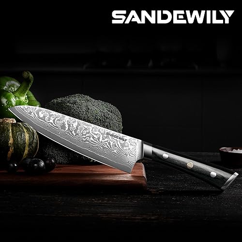 Miniatura 9 de SANDEWILY Juego de cuchillos de chef profesional de 3 piezas, cuchillos japoneses ultra afilados con cuchillas de acero inoxidable de alto carbono,