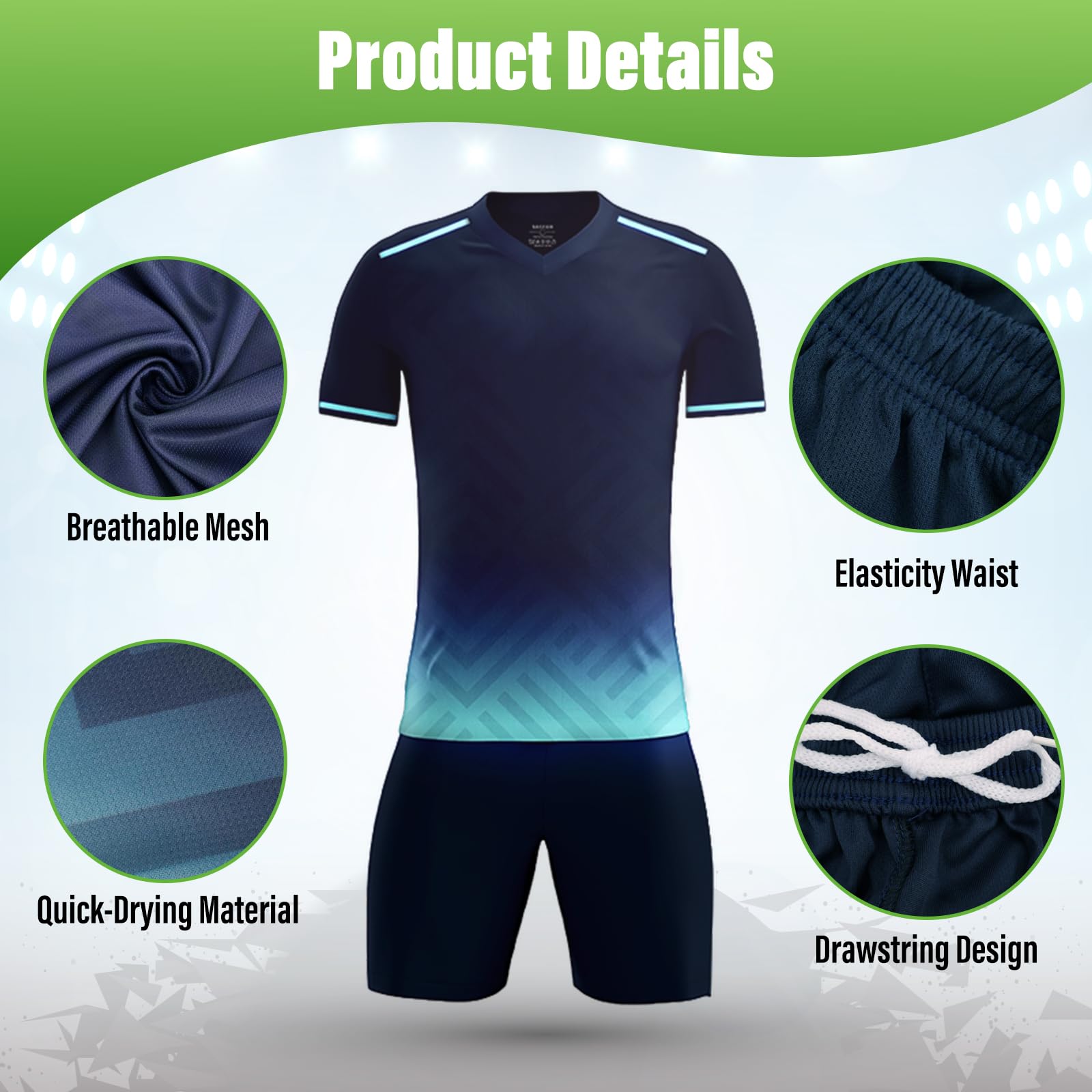 Fußballtrikot Kinder Set Sport, Schnell Trocknende Sportsachen Trikot für Kinder, Fussball Trikot Set Trainingsanzug Shorts und T-Shirt