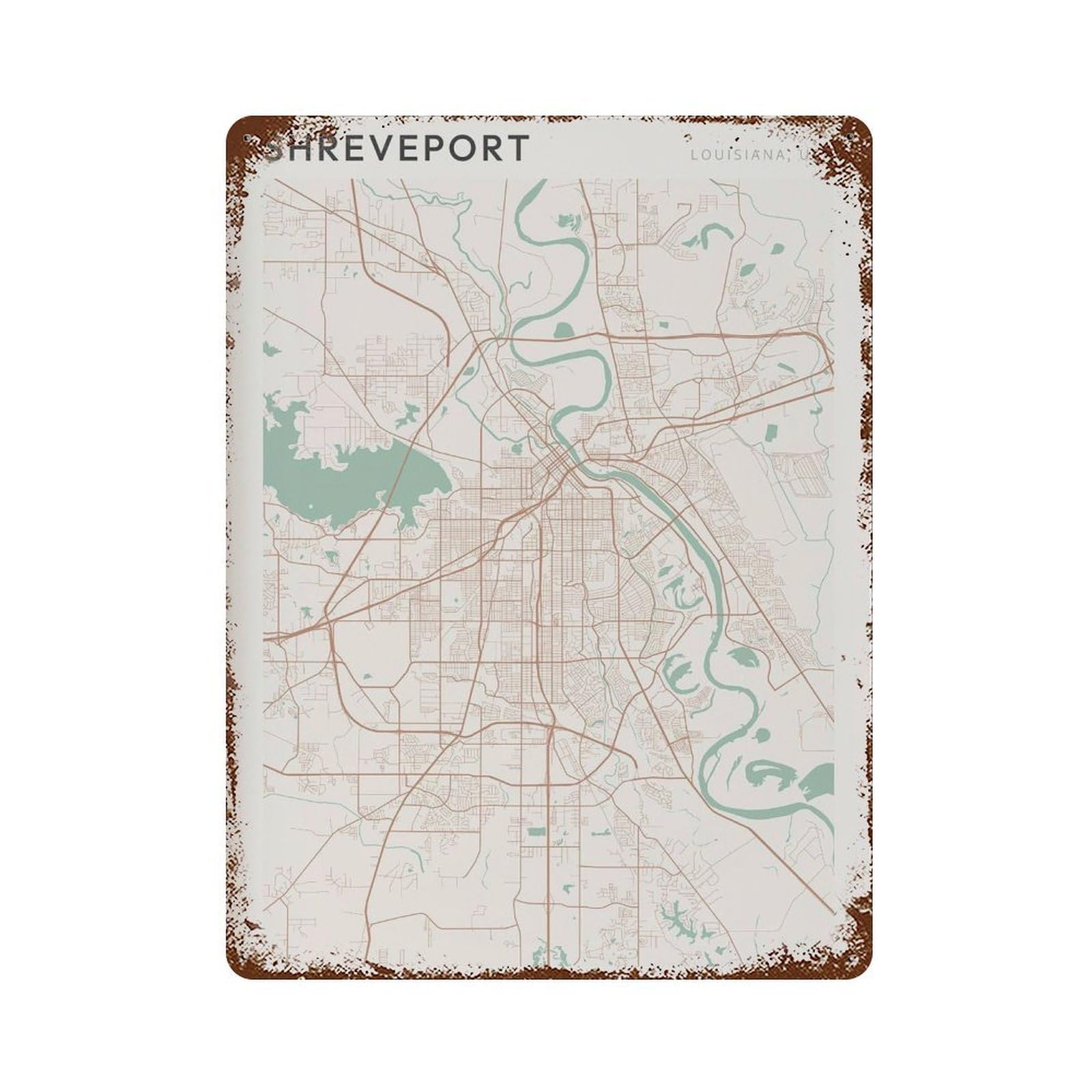 xiaoxiaoshen Shreveport Map Louisiana Travel Gift Scandi Wall Decor Art Metal Tin Poster Modern Home Decor Art Home Bar Shop Decorations Vintage Sign 40x30cm
