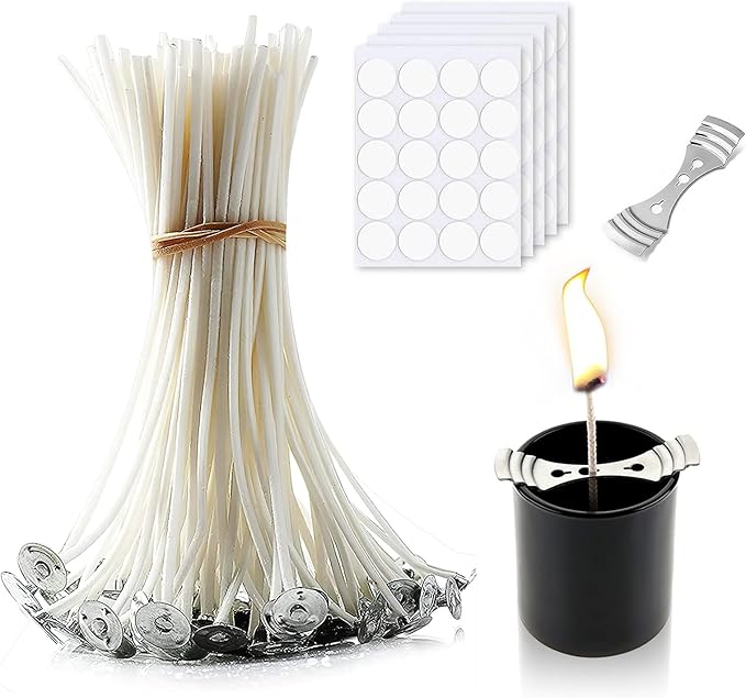 Candle Wick, 3.9Inch Cotton Candle Making Set, Candle Wick Sticker and