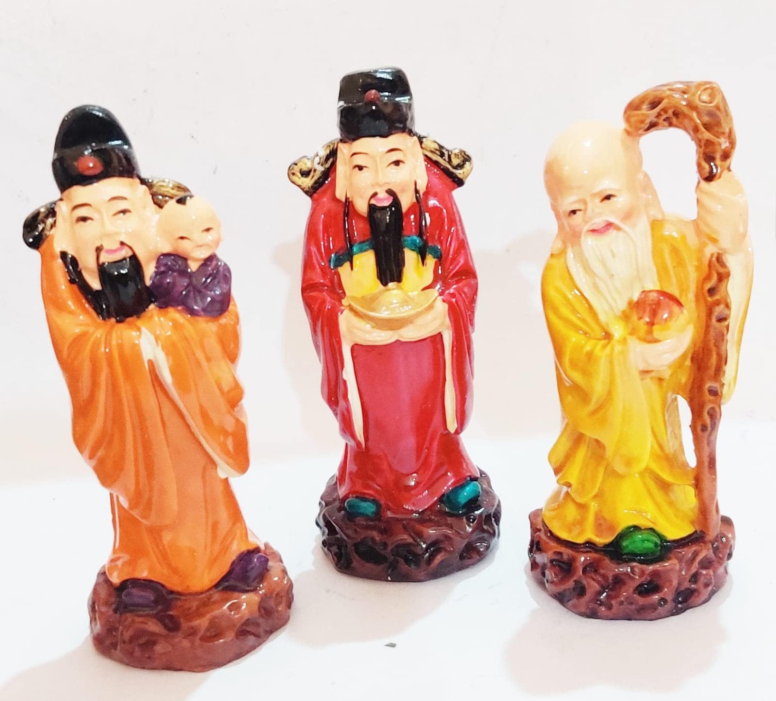 Tisha Vastu Feng Shui Idols Collection FENG Shui Chinese Three Wise Men / 3 Lucky Immortals/Star Gods/FU LU SHOU/FUK LUK SAU Wealth Gods for Long Life, Fame and Fortune