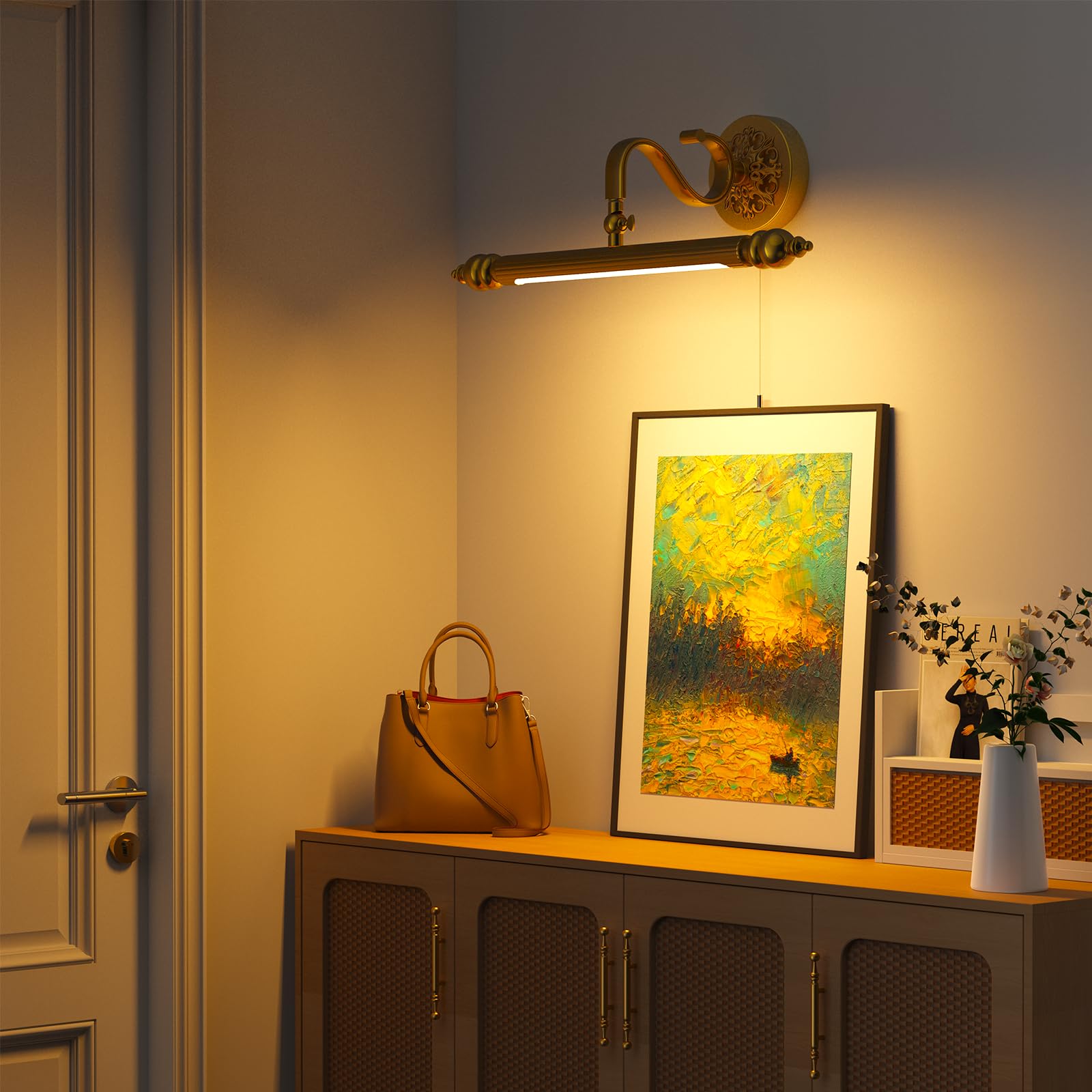 LANMOU Spiegellampe Bad, Vintage LED Spiegelleuchte für Badezimmer Einstellbar Retro Wandleuchte Antik Metall Schminklicht Spiegelschrank Schminktisch Spiegellicht Warmweiß Licht 51cm