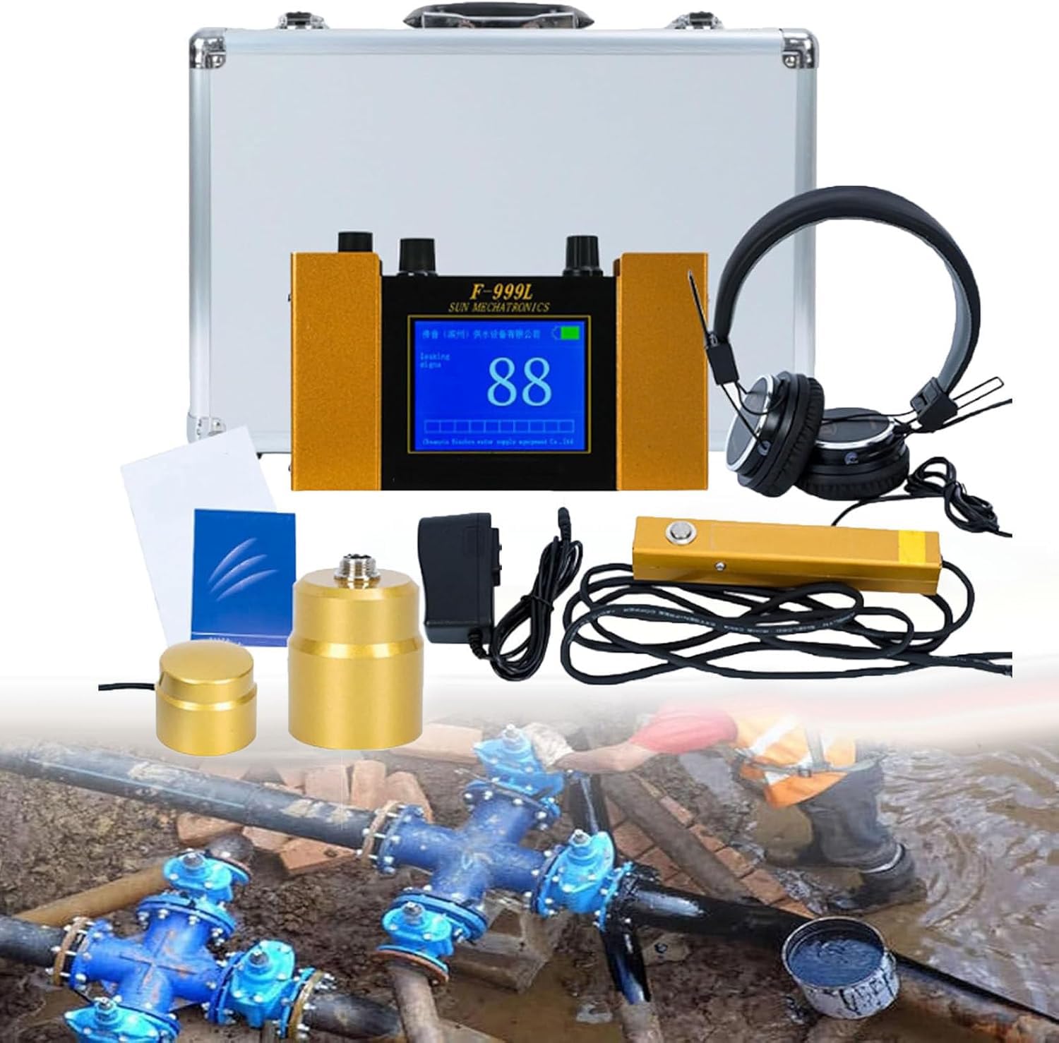 YXYLJOZ Adjustable Sensitivity Pipe Water Leak Detector with Noise Filtering & Spectrum Display for Accurate Underground Pipeline Leakage Detection