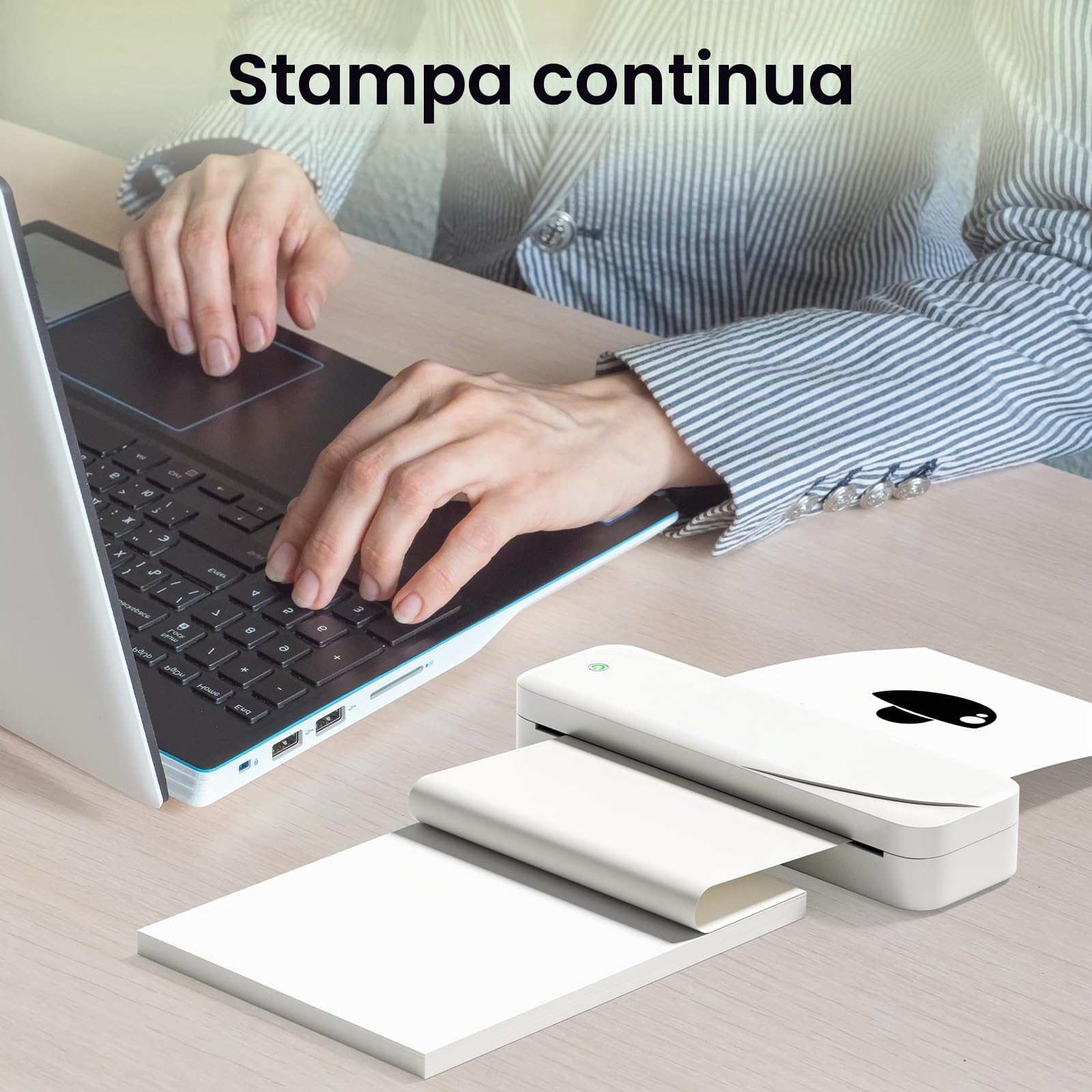 Phomemo M832 A4 Carta termica per stampante, 210 mm x 6,5 m | (8,27" x 256"), compatibile con Phomemo M832/M833/M834 stampante portatile A4, per viaggi, casa, foto, fattura, 4 Rotoli