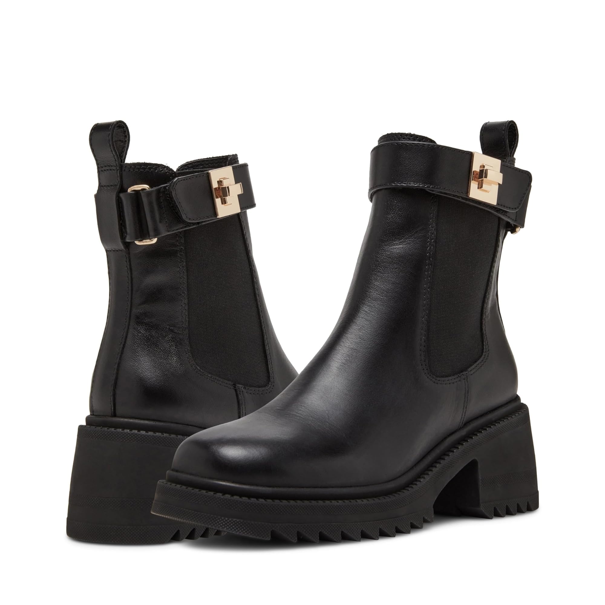 Bottines Gates Steve Madden en cuir noir idéales pour le bureau