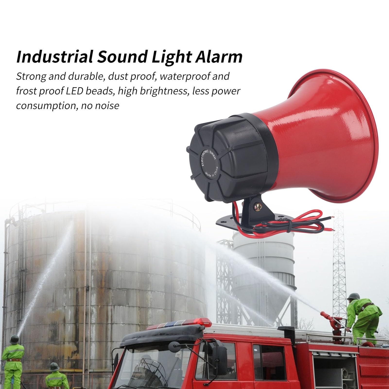 XHTLLO Outdoor Industrial Alarm Security Siren 120dB 30W Emergency Warning Horn ABS for Port Security[DC12V]