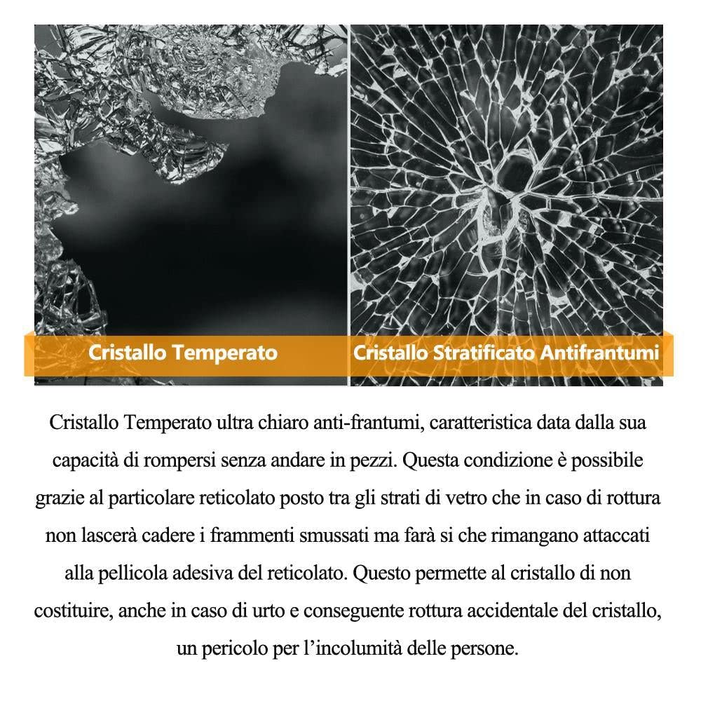 Walk In Parete Per Doccia 120x200 cm Vetro Temperato Anti-frantumi Anticalcare 8mm Striscia Satinata/Opaca Barra Stabilizzatrice da 73-120 cm Telaio Nero Opaco