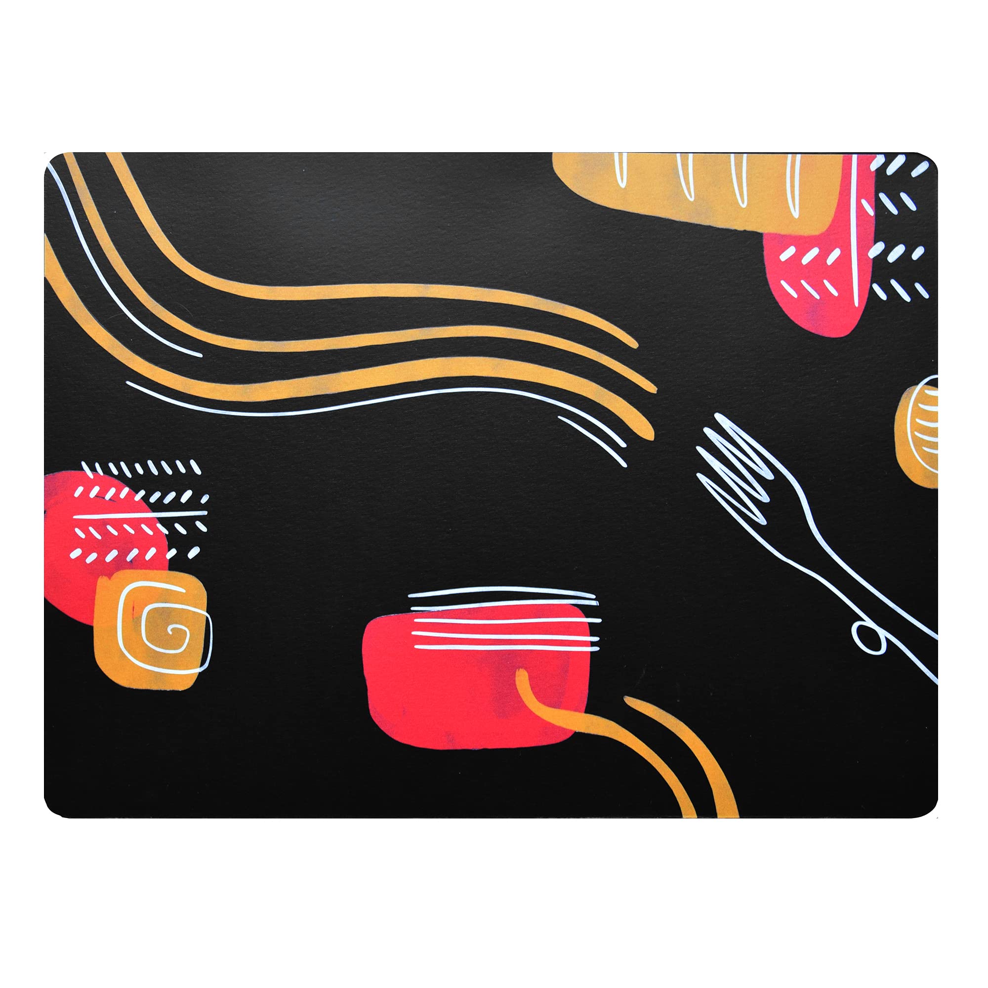 Stilcasa American Placemat Spaghetti Line, Black, 41 x 31 cm, Rubber, Black, 41 x 31 cm