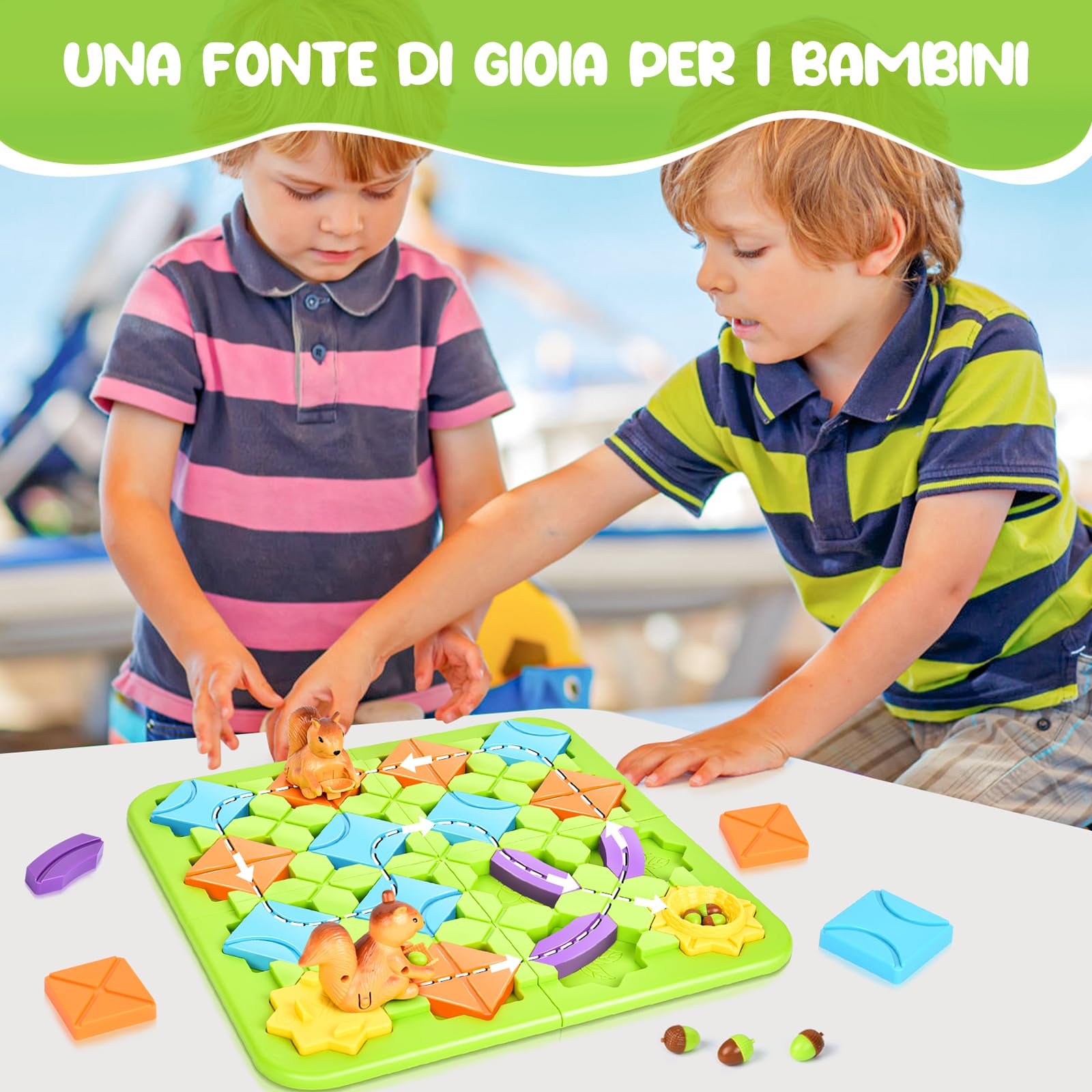 Logico Puzzle Labirinto Costruttore di Strade Gioco da Tavolo Road Builder Ci sono 2 carrelli 118 sfide Logico Labirinto Gioco da Tavolo Regali per bambini dai 4 anni in su