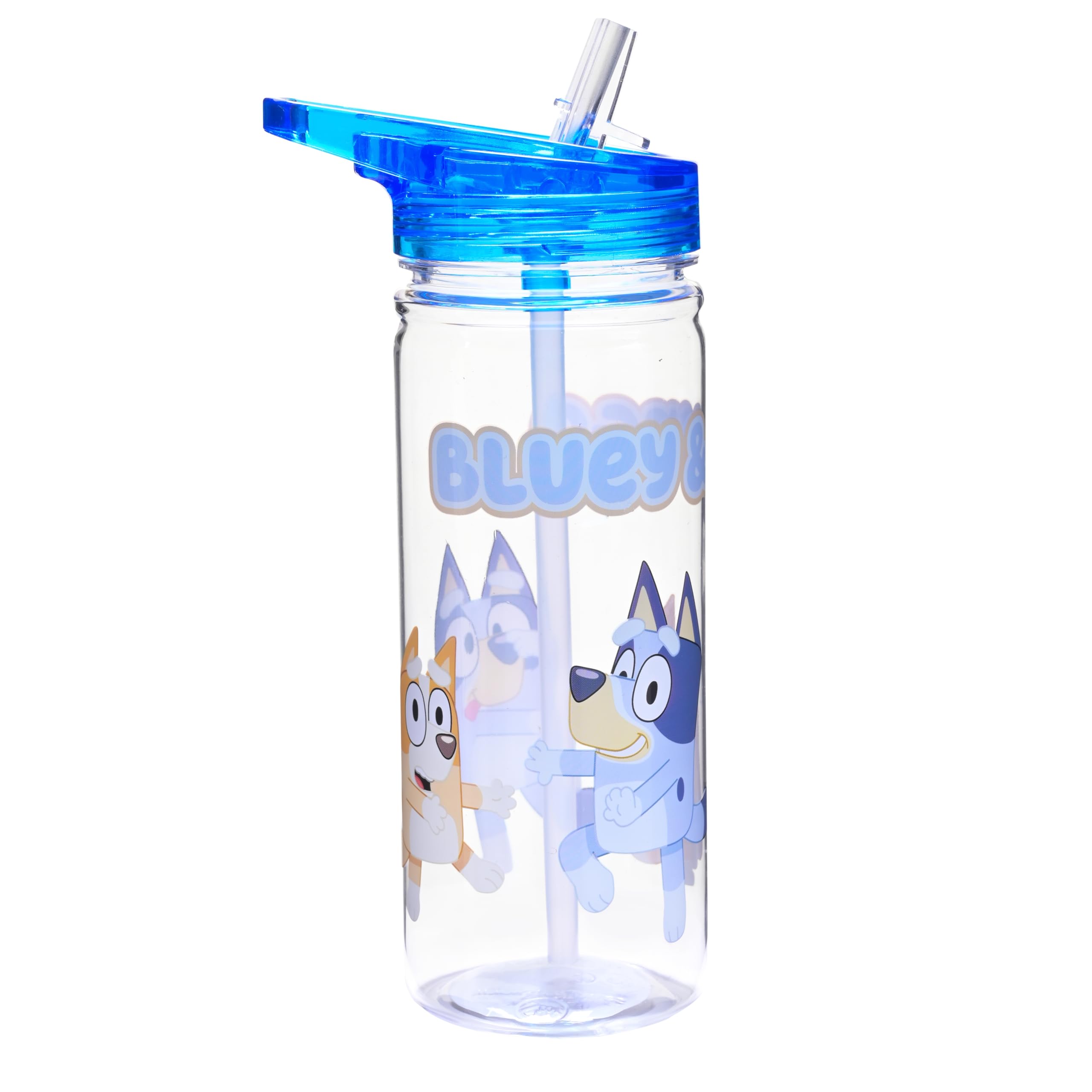 Bluey & Bingo Kids Water Bottle 580ml Leakproof Straw Cup with Carry Handle – Ecozen BPA-Free Reusable Bottle for Boys & Girls, Durable Flip Lid (Blue Bluey and Bingo)
