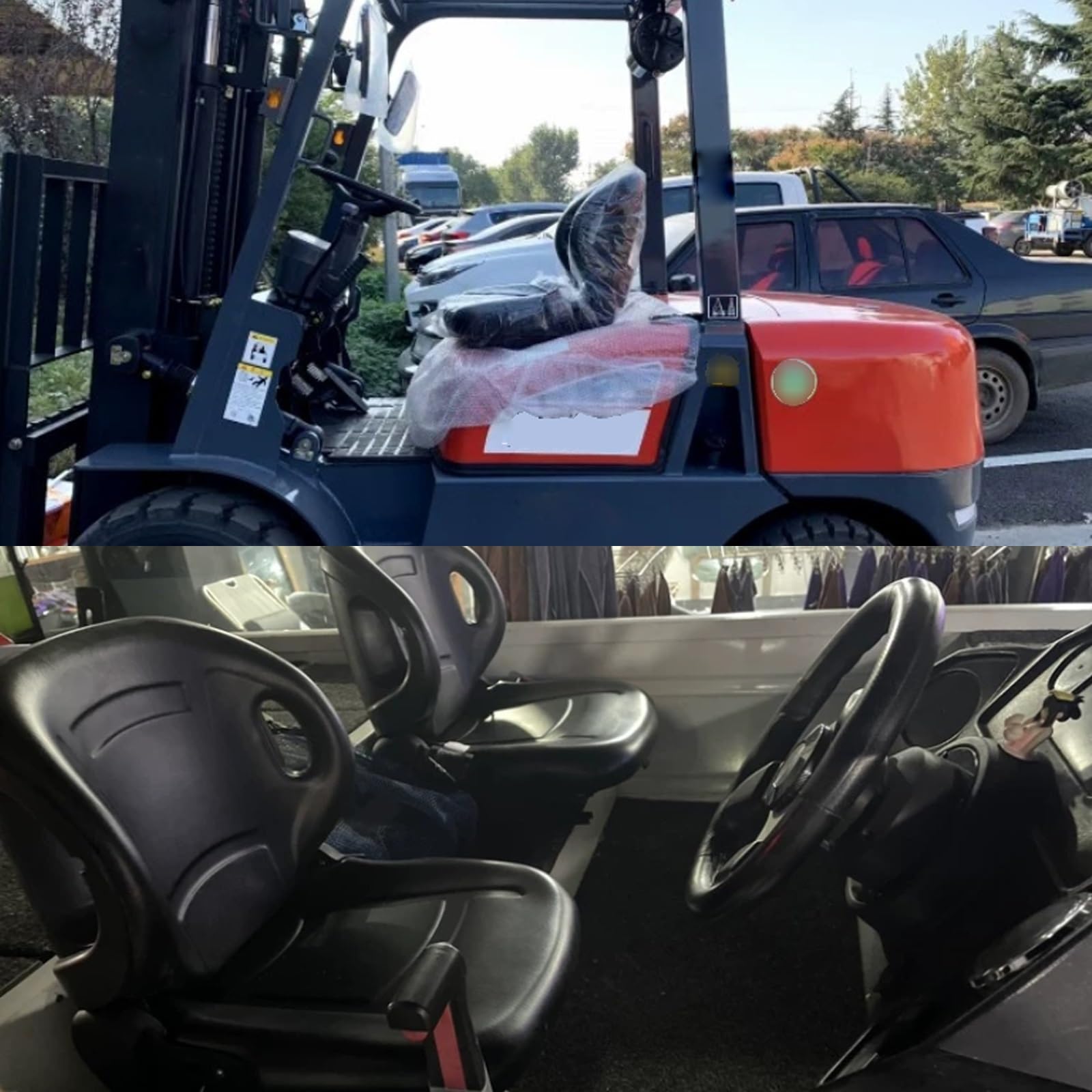 Sedile Trattore, Sedile Trattore Agricolo con Schienale Regolabile in Angolazione Cintura di Stabilizzazione, per Carrelli Elevatori, Escavatori e Minipale