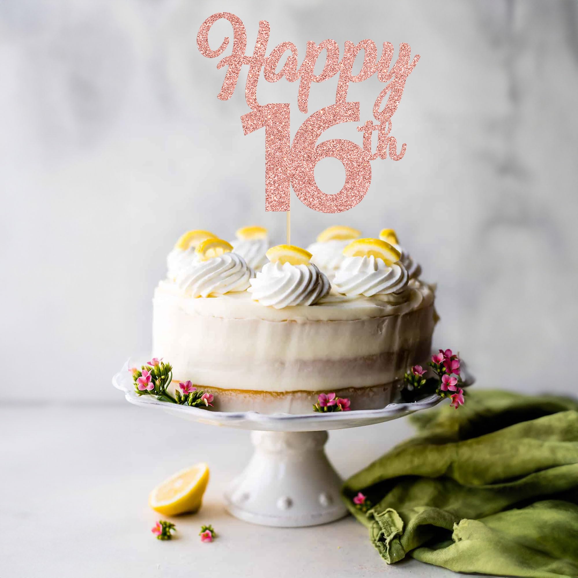 16 Numero Cake Topper,Happy 16th Birthday Cake Topper,Decorazione Della Torta 16 Compleanno,Topper per Torta 16 anni,per 16 Festa di Compleanno di Anniversario per Feste (16