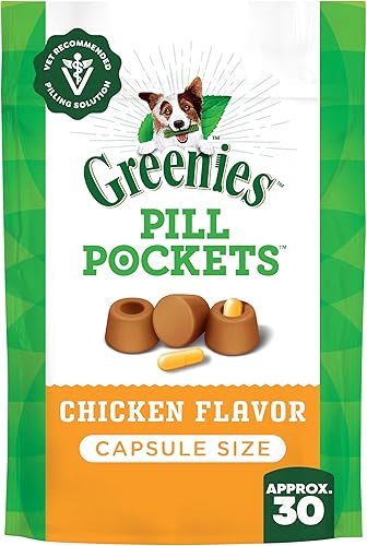Miniatura 43 de GREENIES Pill Pockets - Golosinas naturales para perros, forma de bolsillo para pastillas tamaño cápsula, sabor pollo, 15.8 onzas Paquete económico