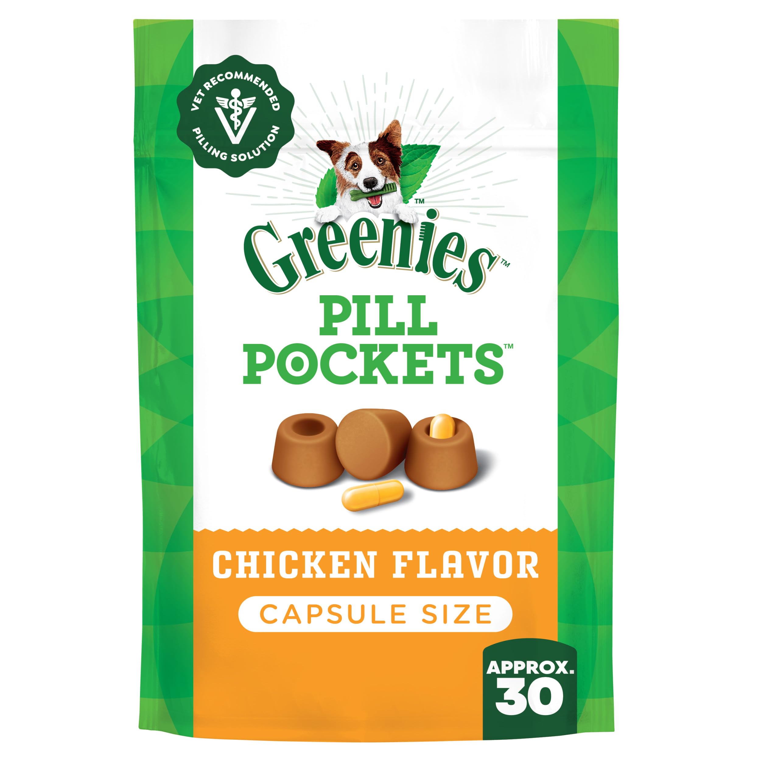 GREENIES PILL POCKETS Soft Dog Treats, Chicken, Capsule, 7.