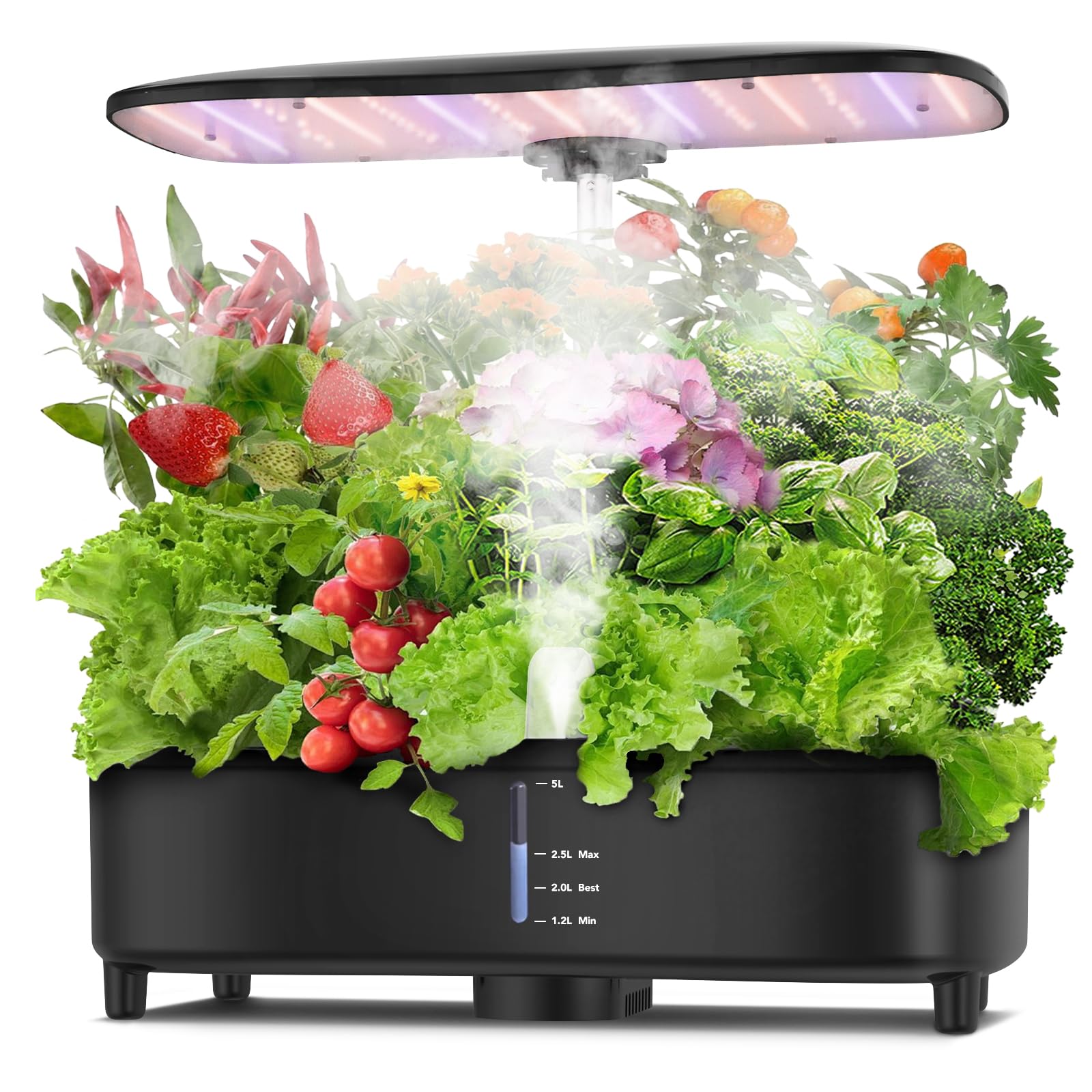 Sonidko Hydroponik Anzuchtsystem Set mit Zerstäubungstechnologie, Indoor-Garten-Set mit 48W LED-Wachstumslampe, Leiser Wasserpumpe, Auto-Timer, Höhenverstellbar, 5L Großer Tank, Pflanzenkeimungs-Set