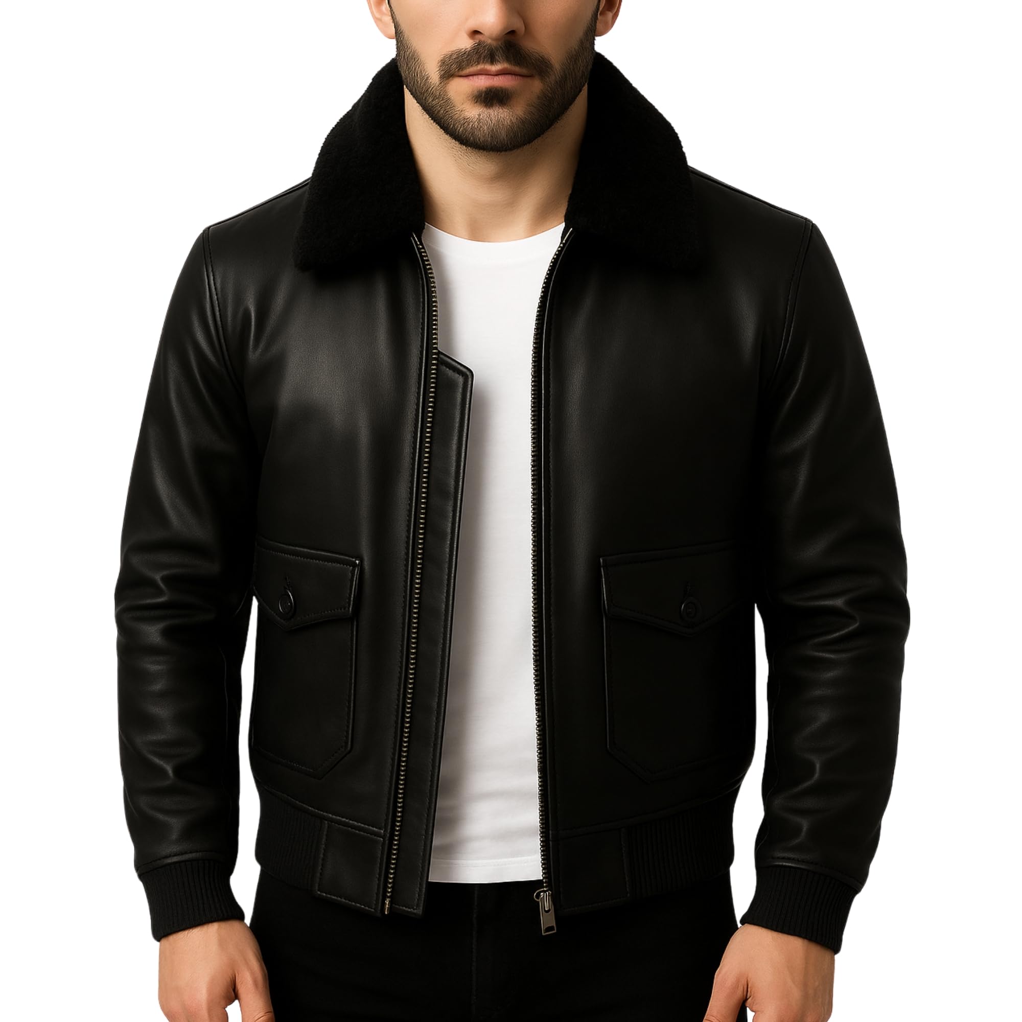 Amazon.com: TRESSANO Men's Real Leather Bomber Jacket with Faux