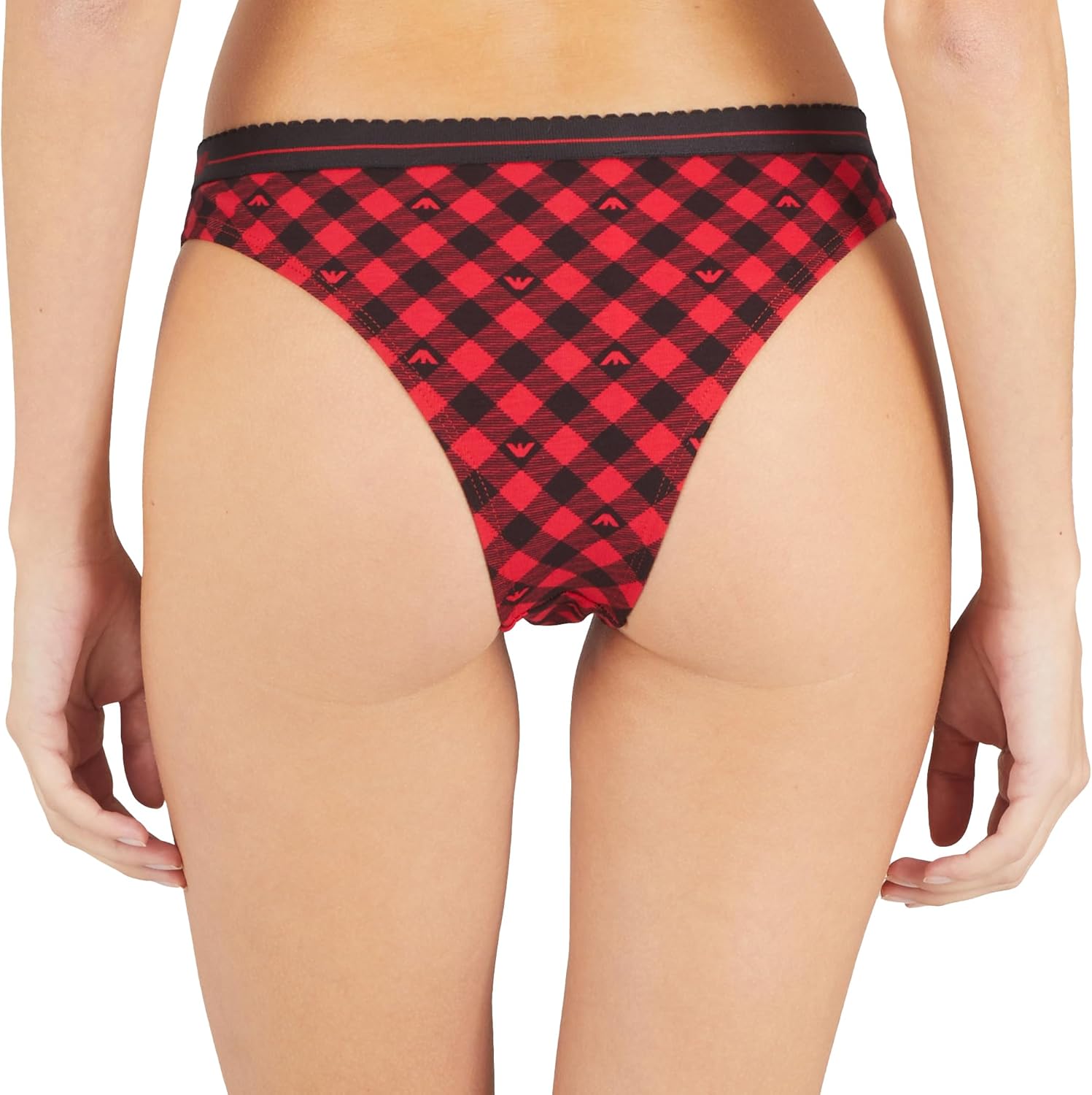 Emporio Armani Women's Tartan Christmas Cotton 2 Pack Brazilian Brief