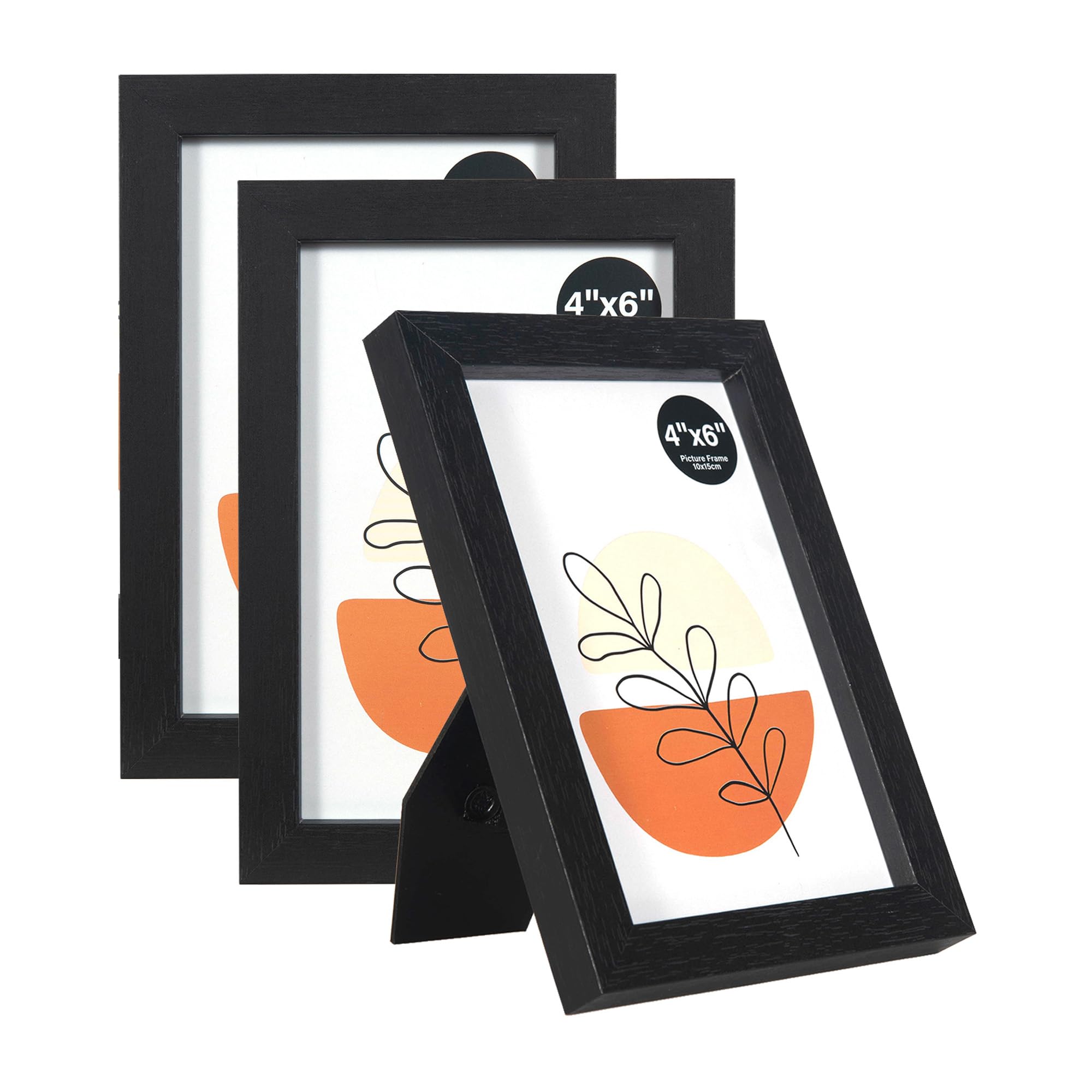 KAIWIN Black 6x4 Inch Picture Frames Set of 3, with Acrylic Glass for Table Top Display and Wall Mounting Photo Frame