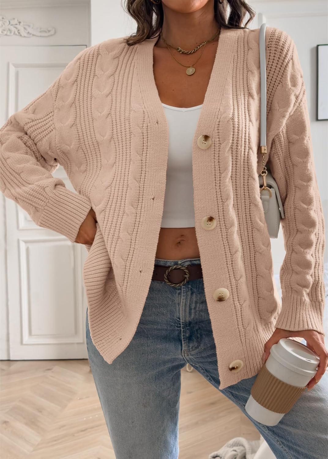 ATHMILE Womens Oversized Sweaters Cable Knit Cardigan Fall Fashion Long Sleeve Open Front Chunky Winter Coats 2025 - Image 6