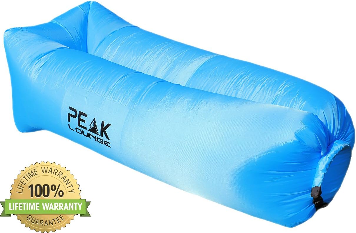 Inflatable Lounger by Peak Emporium- Large Portable Air Sofa Lounge Chair Great for Outdoors, Indoors, Backyard, Park, Beach, Camping, and Pool - Inflates in Seconds in Green, Pink, or Blue