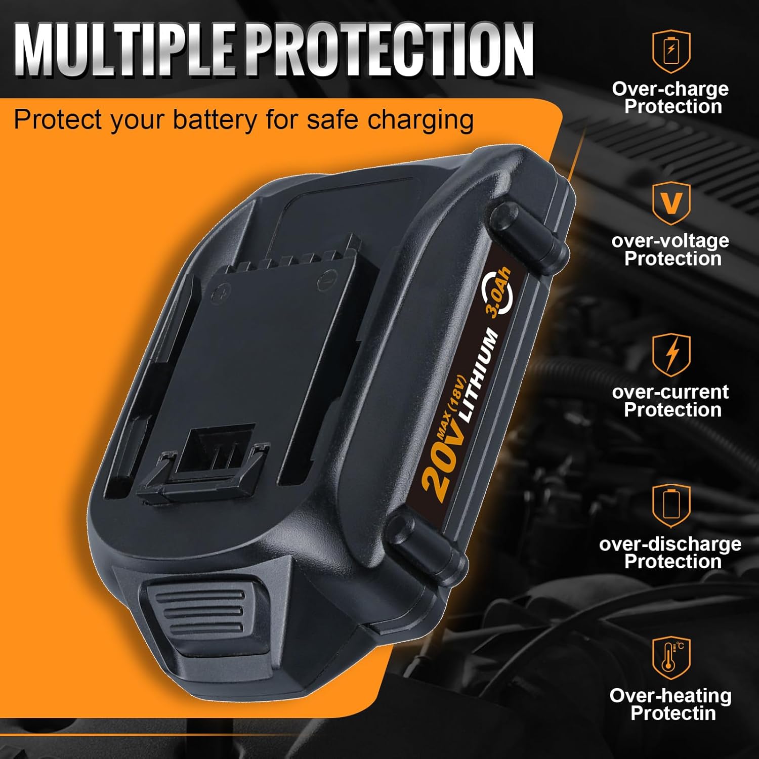 2 Packs WA3520 20V 3.0Ah Replacement for Worx 20V Battery Compatible with Worx Batteries 20V WA3525 WA3577 WA3578 WG151S WG155S WG251S Tools