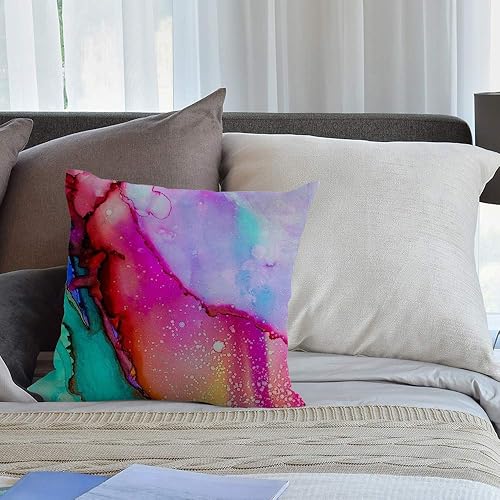 Miniatura 5 de HGOD DESIGNS Funda de cojín de mármol rosa con acuarela, fundas de algodón y lino, funda de cojín decorativa para sofá, 18 x 18 pulgadas, funda de