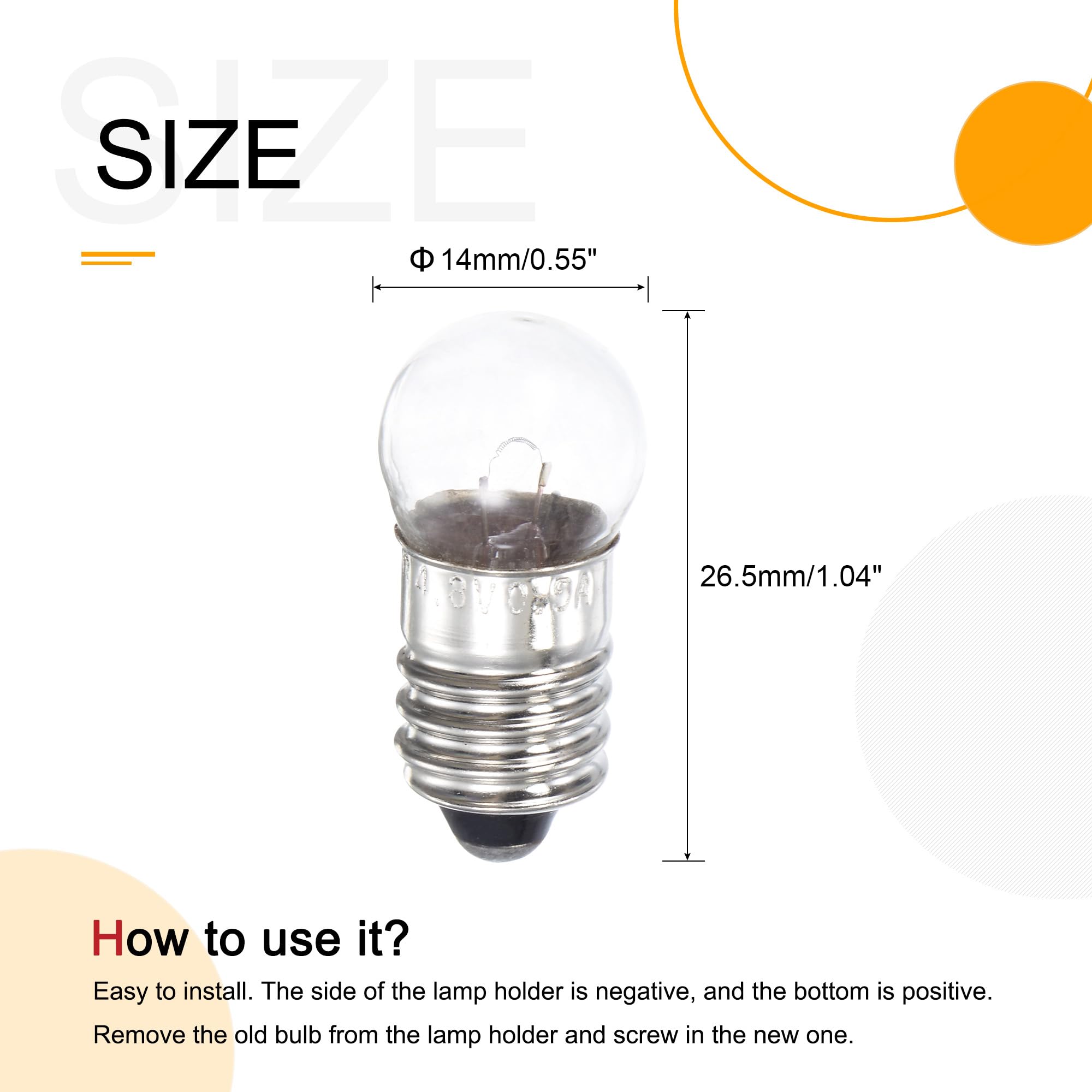 10 Ampoules Miniatures E10 24V/5W Jaune Chaud - Sourcing Map - Pour Lampe Torche, Instrumentation, Circuit
