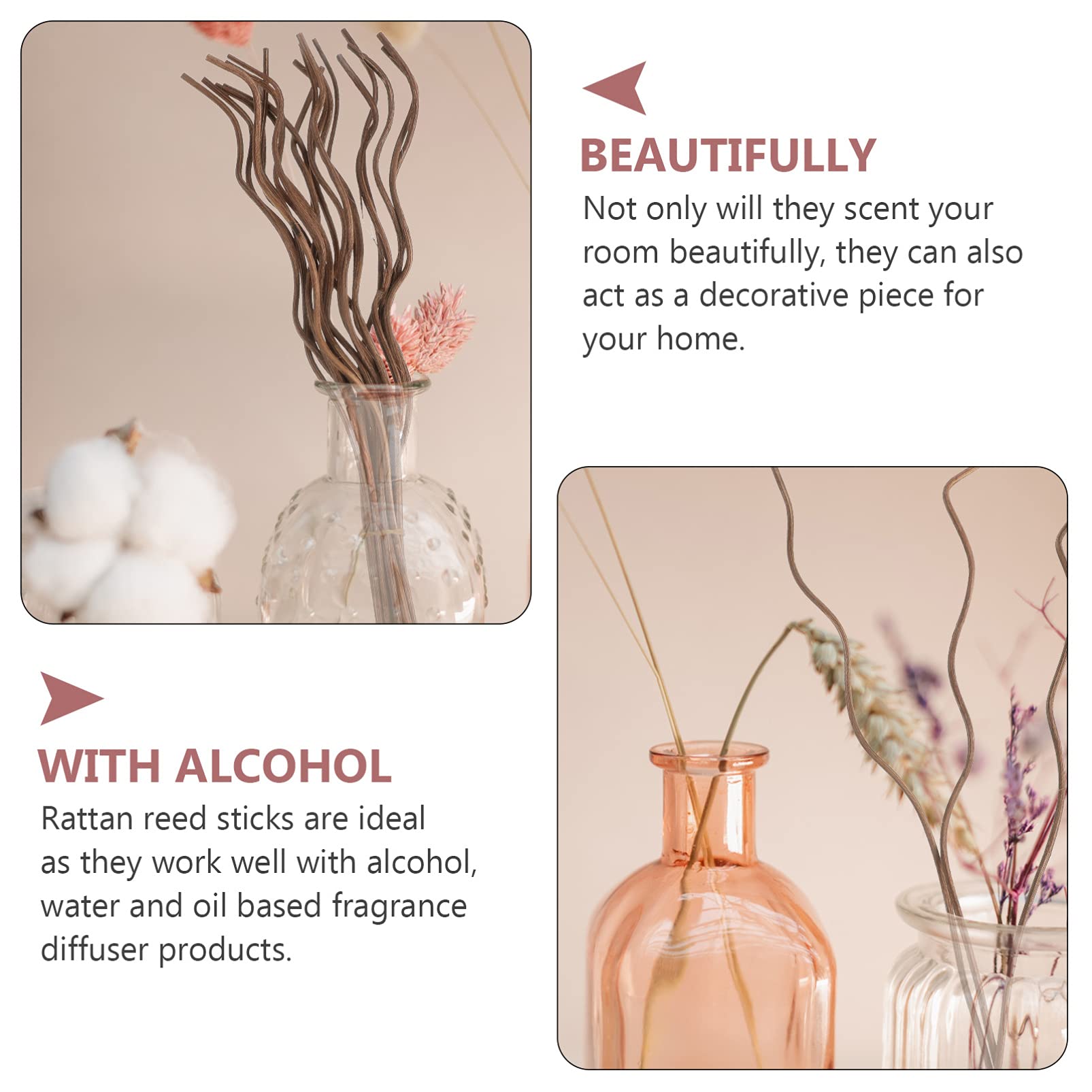 EXCEART 40pcs Rattan Diffuser Sticks for Fragrance Natural Replacement for Home Decor and Diffusers