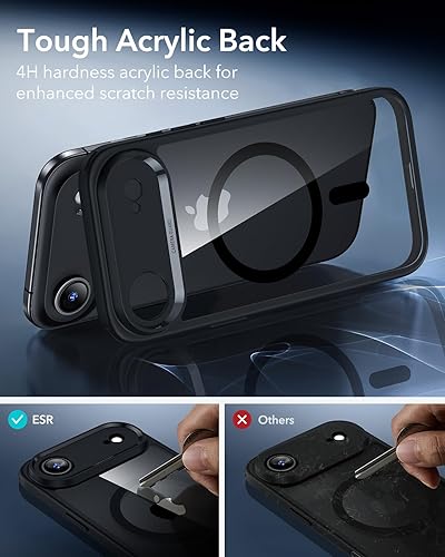 Vista 288 de ESR Funda para iPhone 15 Pro Max, compatible con MagSafe, de grado militar, negro transparente