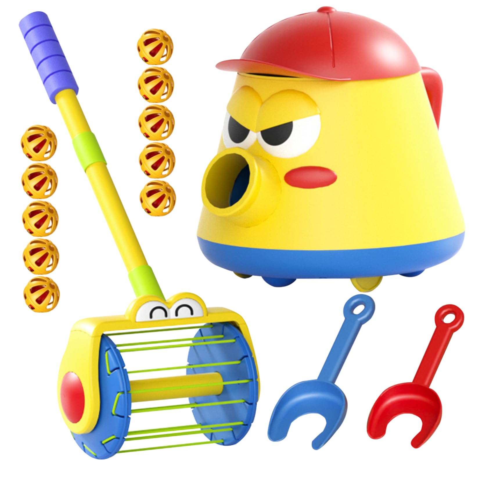 Ball Vacuum Toy 360° Roating Kids Vacuum Cleaner Toy Set with Push Walker, Whirl Bell Ball and Spade for 3+ Kids Gifts No Battery Set1
