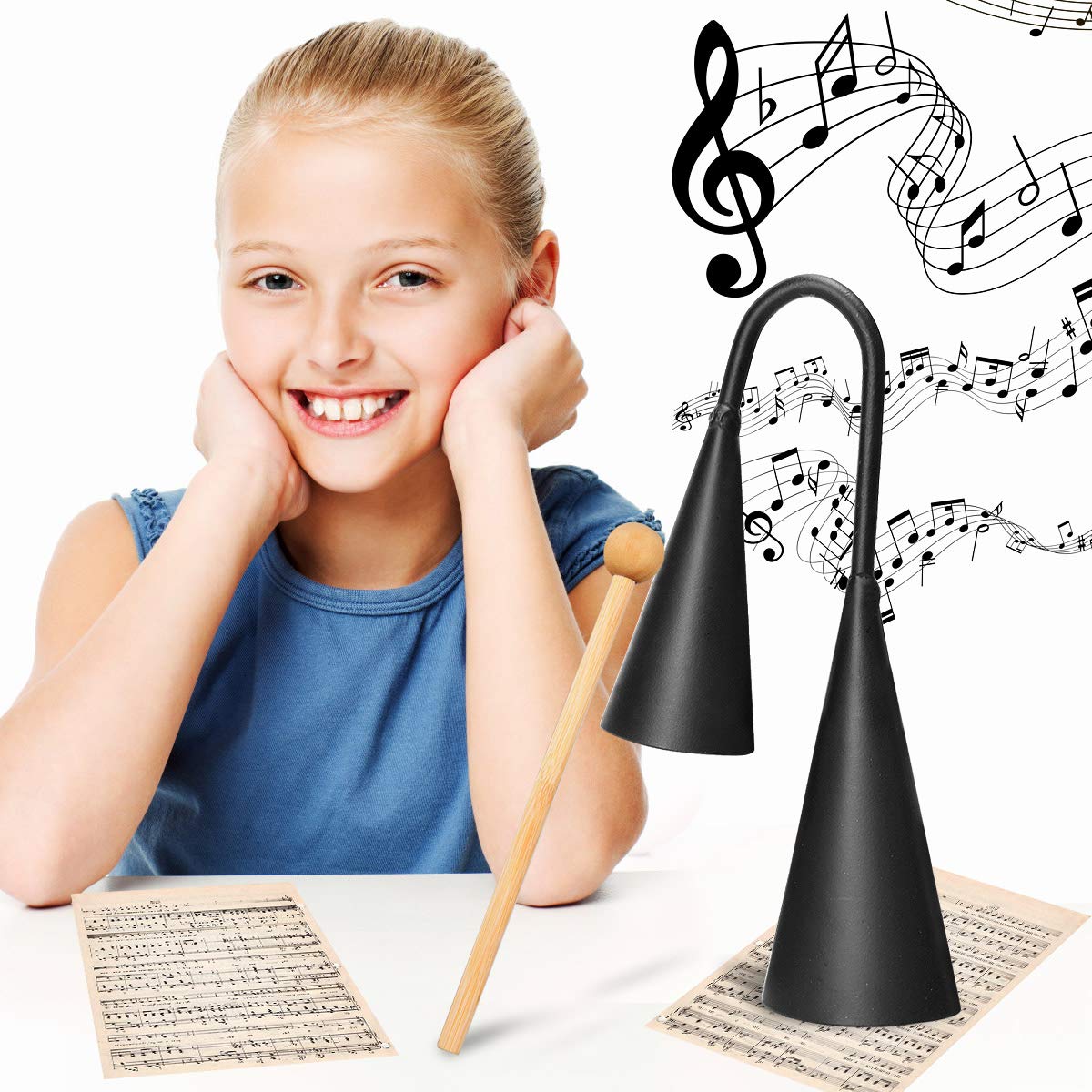 A-Star Campane Agogo Samba Doppia Tono Con Battente Legno - Strumento Percussione Africano