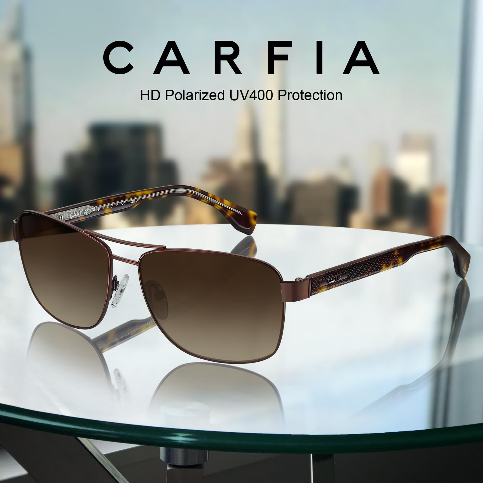 CARFIA Okulary Pilot Okulary Przeciwsłoneczne Mężczyźni UV400 Polaryzowane Okulary Sportowe z Ultra Lekką Metalową Ramą CA5397