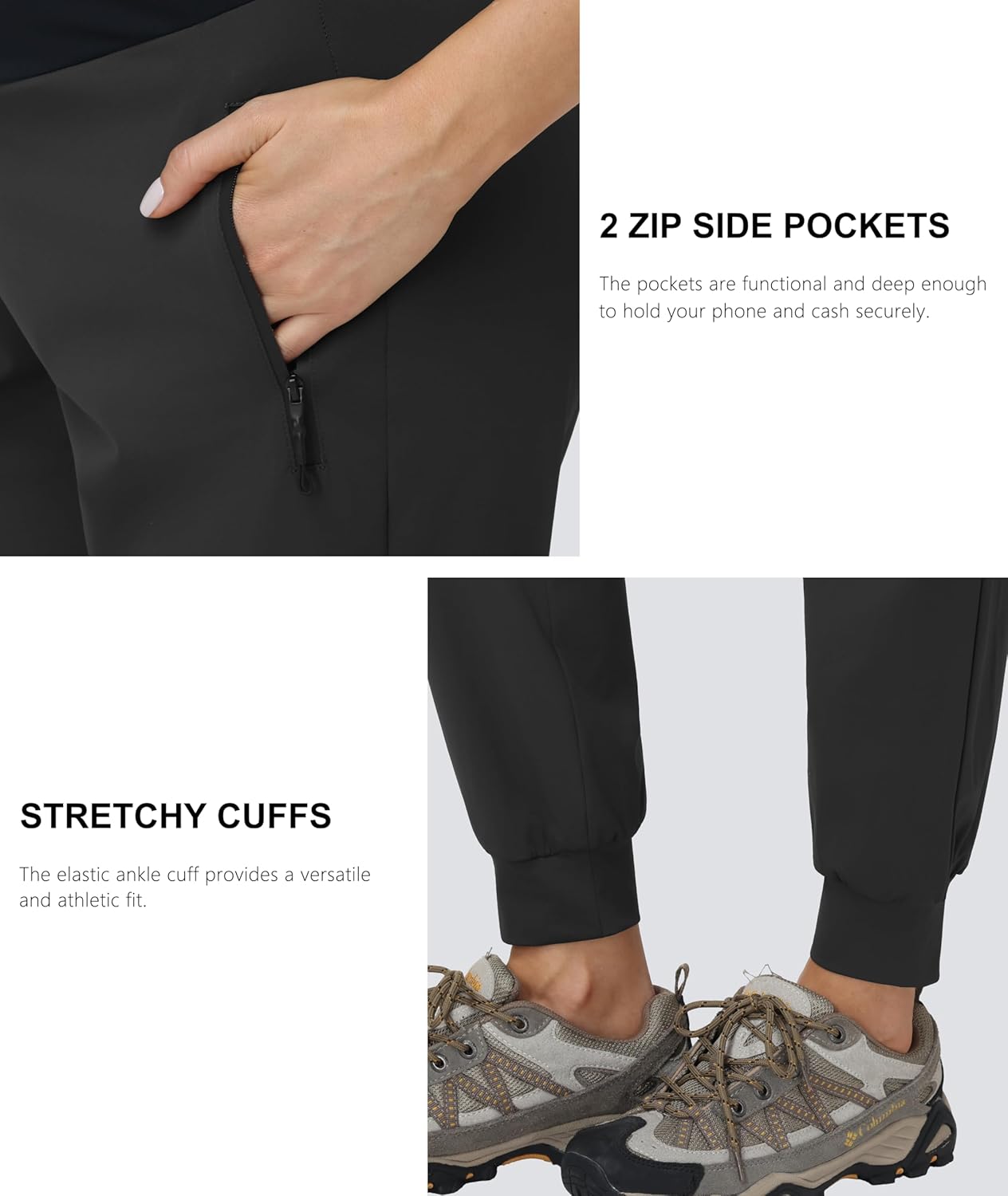 Foucome Women's Maternity Pants Quick Dry Zipper Pockets Athletic Joggers Casual Pregnancy Sweatpants