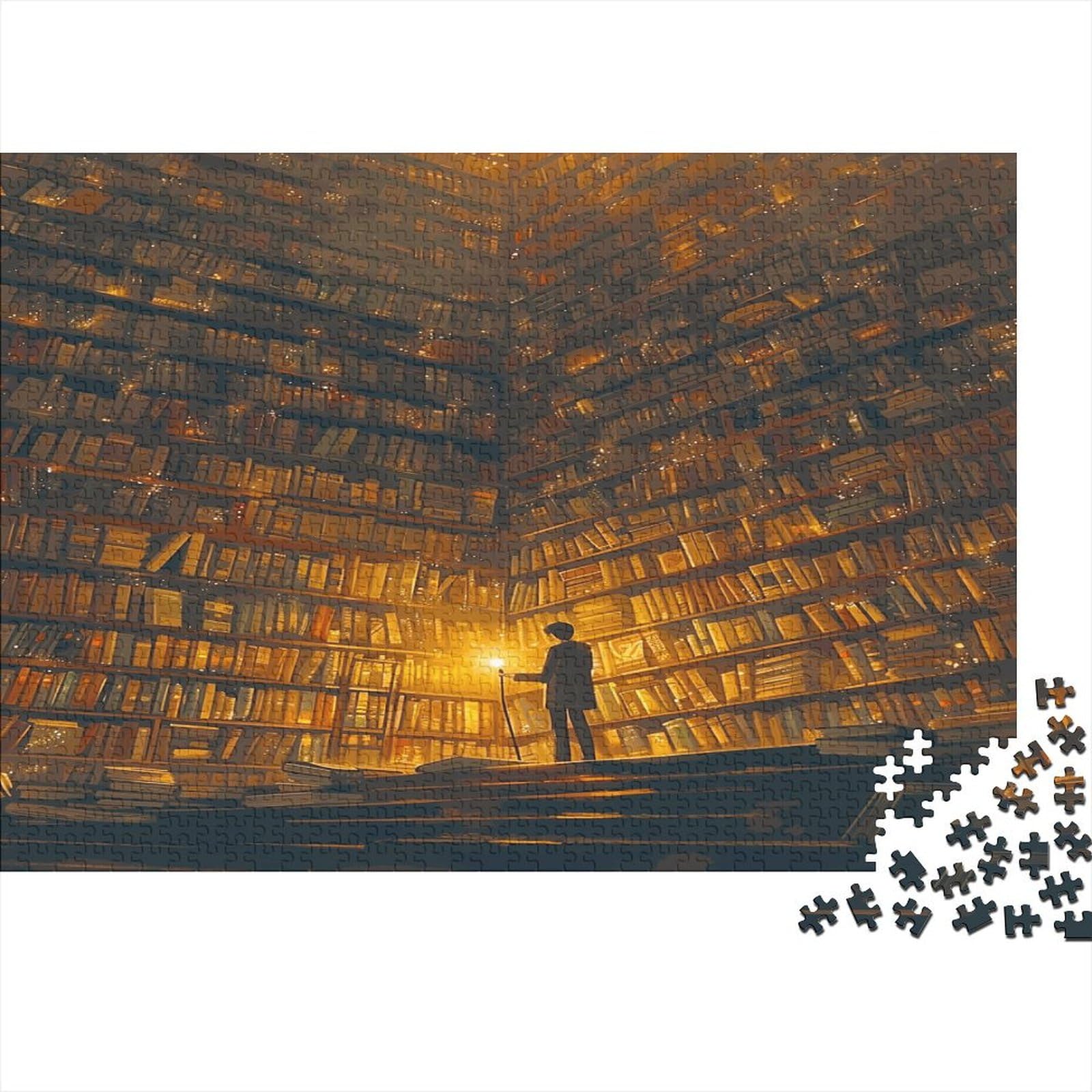 Jigsaw Puzzles for Adults 1000 Pieces Magic Bookshelf Jigsaw Puzzle Magic Library Wood Puzzle Family Decoration Multi Colour Educational Game Decompression Gift Toy 1000pcs (75x50cm)