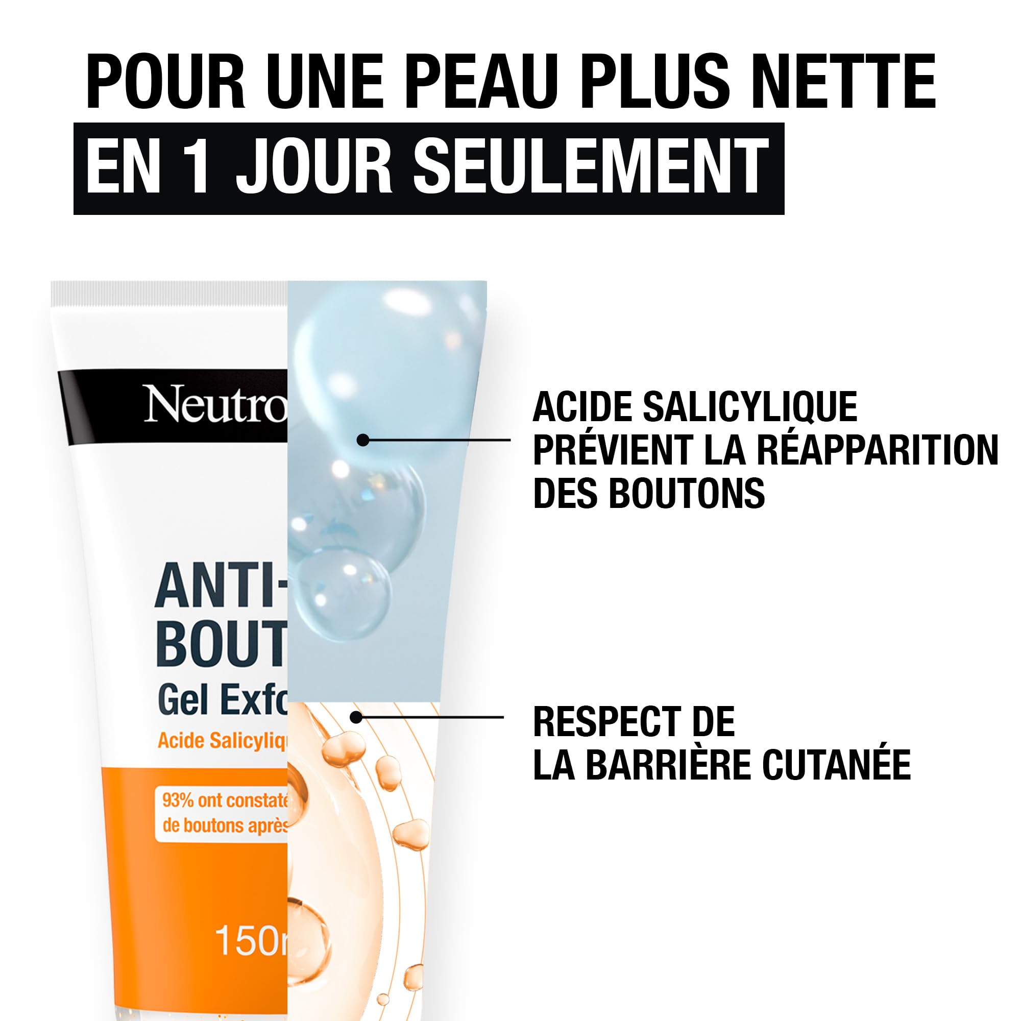Neutrogena - Żel złuszczający przeciw pryszczom (tuba 150 ml) - Peeling do twarzy z kwasem salicylowym (2%) - 93% stwierdzono redukcję pryszczów po 4 tygodniach