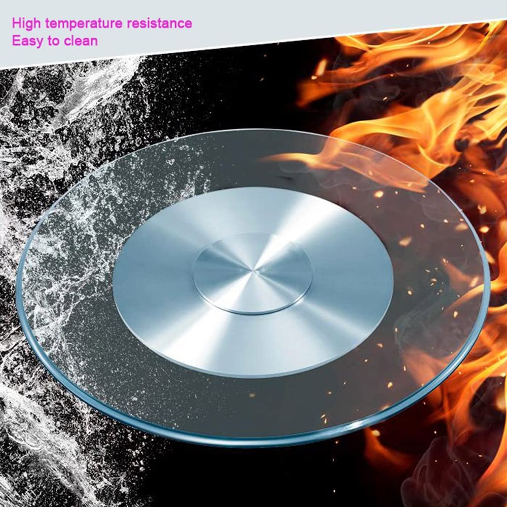 Plateau Tournant Table À Manger Pivotante, 60-100cm, Plateau De Service Hôtel en Verre Trempé, Ronde Lazy Susan Cuisine, Anti-Inclinaison, Alliage D'Aluminium (Size : 90cm/36in)