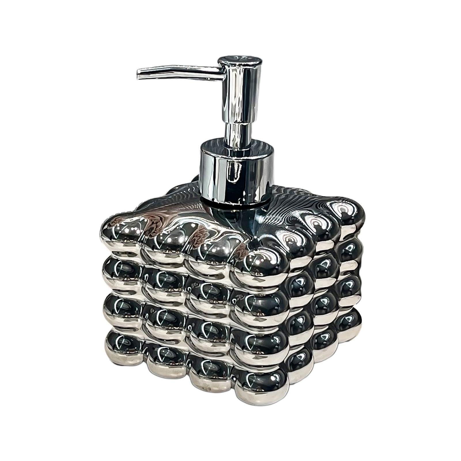 TWISAXC Savvy Ceramic Lotion Bottle With Pump Exquisite Porcelain Lotion Dispenser Easy Hand Soap Dispenser Kitchen Hand Soap Hotel With Pump Kitchen, silver, 14.3x9.3cm