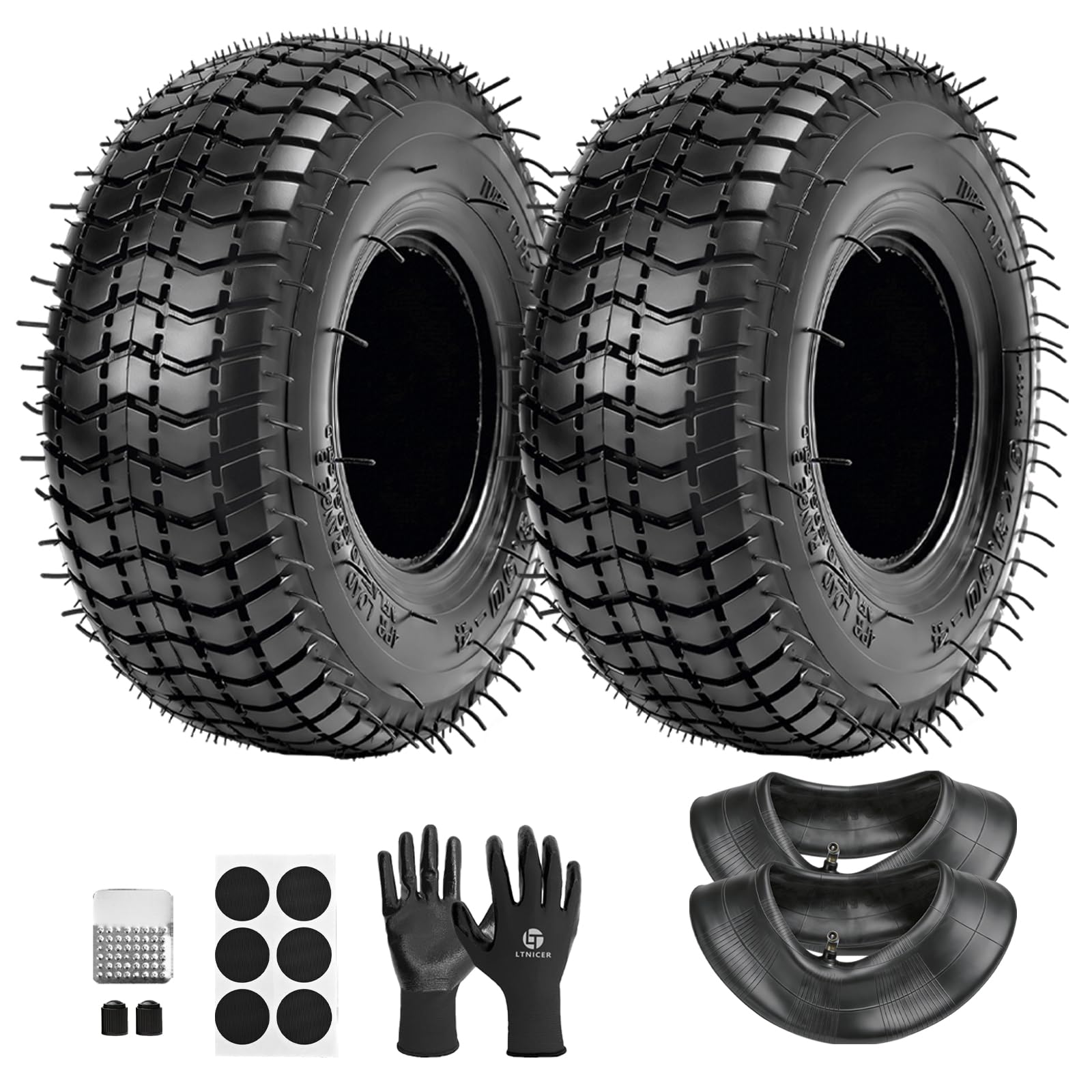 Photo 1 of LTNICER 9x3.50-4 Tire and Inner Tube Set, Replacement 9x3-1/2 Tire with Bent Valve Stem, Heavy Duty Butyl Tube for Go Kart, Scooter, Mini Bike, Lawn Mower, 2 Pack
