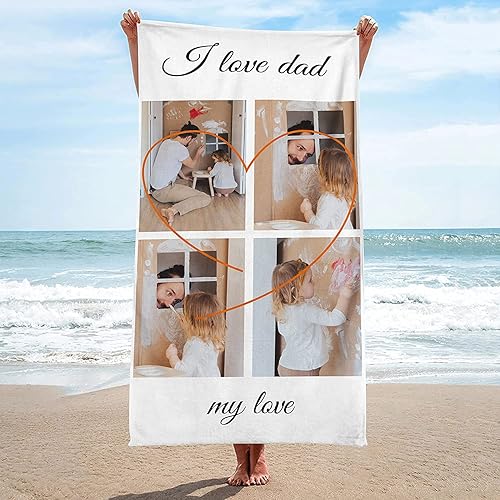 Tiirreez Toalla de playa personalizada añade tu foto y texto, toallas de playa personalizadas de 30 x 60 pulgadas, toalla de playa ligera y compacta