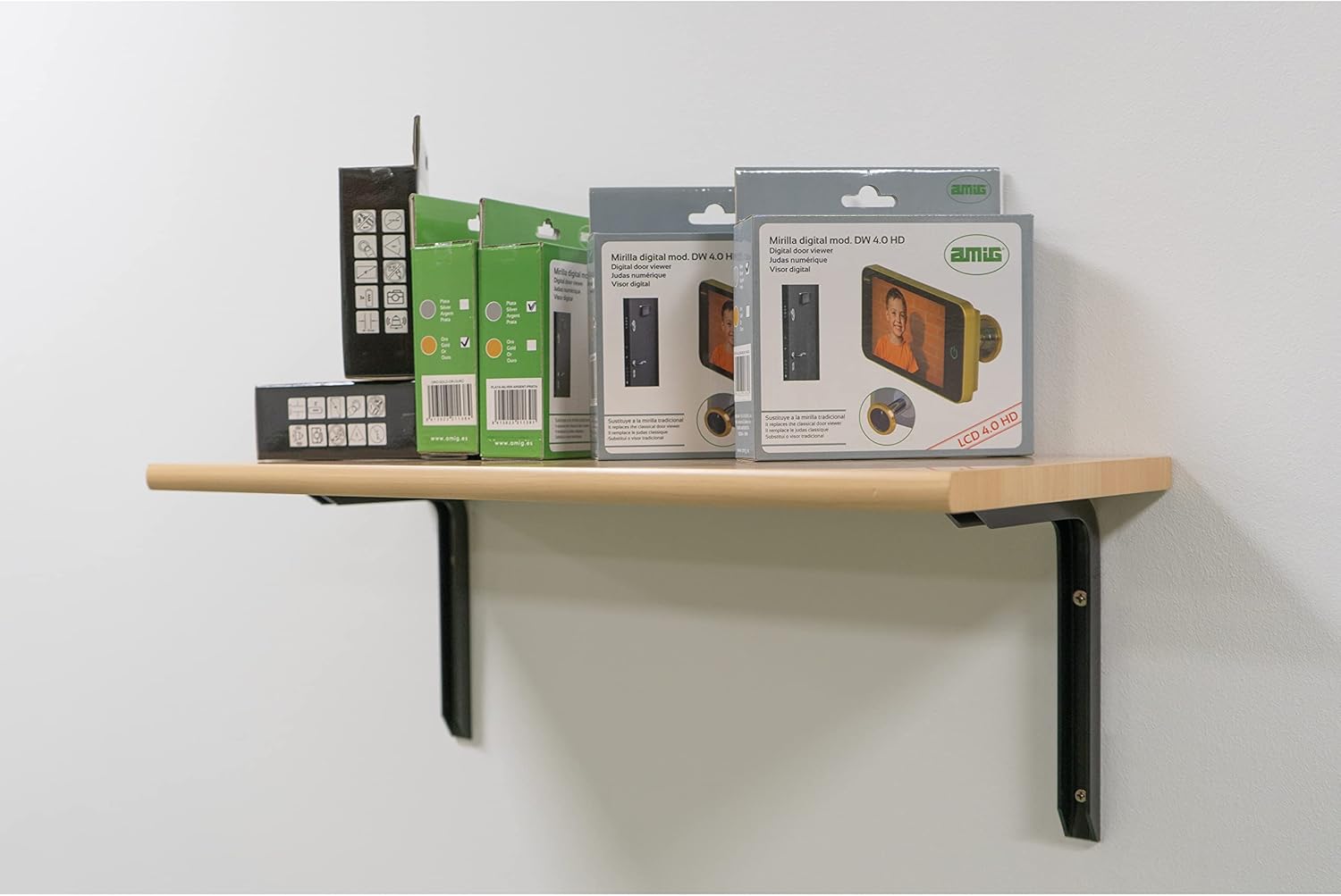 Amig - Wall bracket | Metal bracket for shelves | Angle for shelves | Shelf support | Aluminium | Black | Dimensions: 120 x 80 mm | Maximum recommended weight: 80 kg