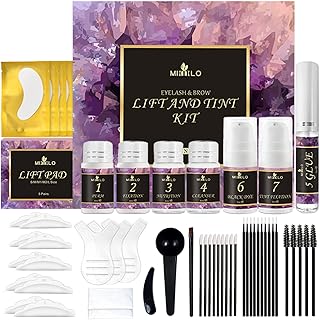 4 in 1 Lash & Brow Lift and Black Color Kit, Eyelash Perm Kit & Brow Lamination Kit, Professional Last 8 Weeks DIY Perming Wave Effect | Tools Included, Perfect for Salon & Home Use (Black)