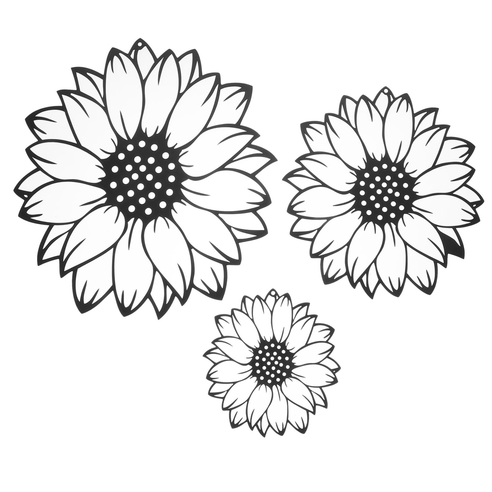 TOPBATHY Decorazione da Parete in Metallo a Girasole 3 Pezzi in Ferro Nero