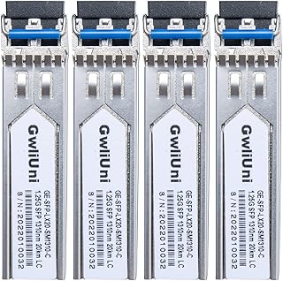 4PCS Single Mode 1.25G SFP Fiber Module Network Transceiver, 1310nm 20km, Duplex LC for Cisco, Netgear, MikroTik, Ubiquity, DLink etc,