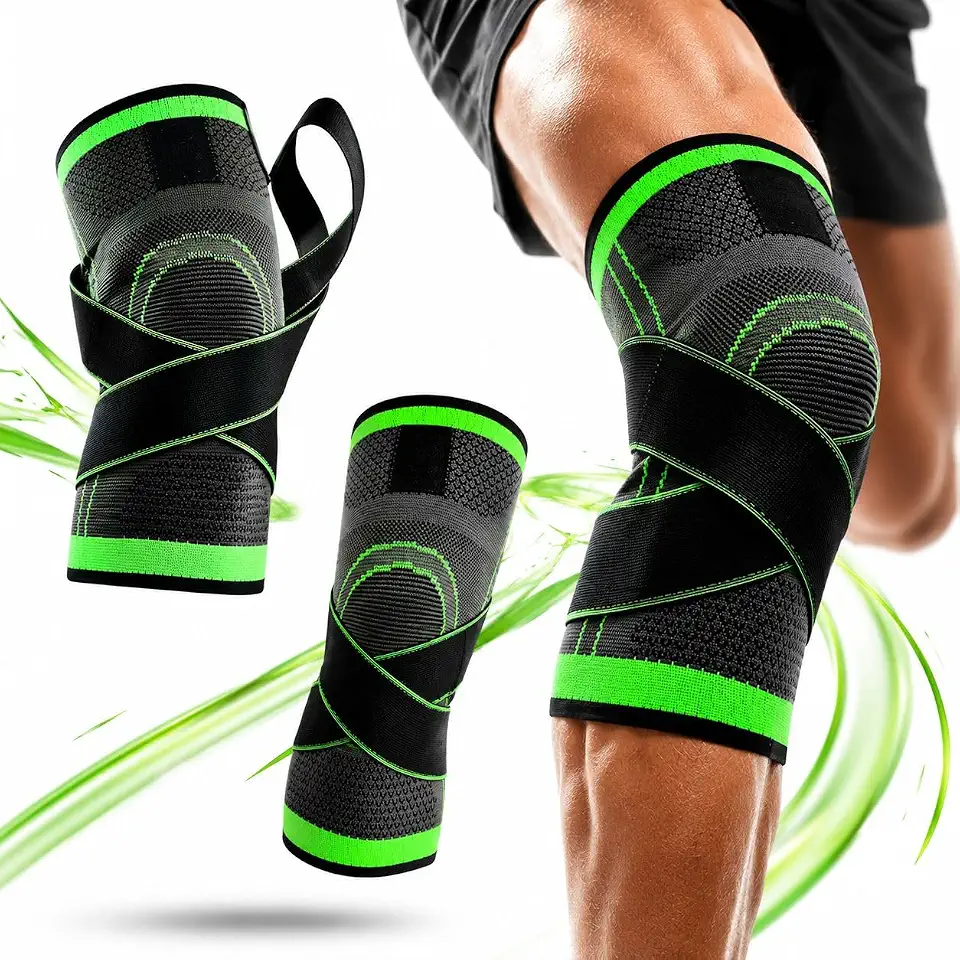 Joelheira Ortopédica Compressão 3D com Cintas Ajustáveis e Estabilização Reforçada | Suporte para Academia, Corrida, Futebol, Crossfit e Recuperação Premium
