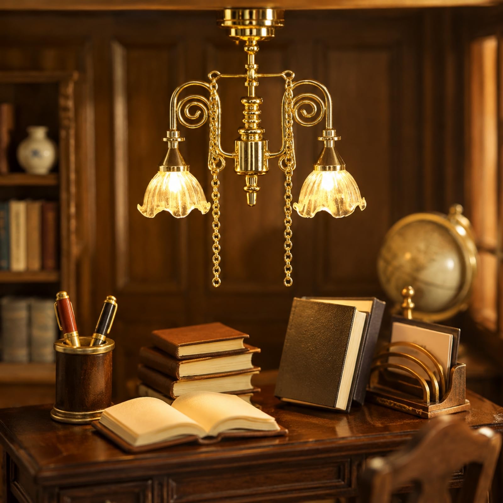 Modello di Illuminazione in Miniatura in Lega Ornamento Decorativo con Funzione Illuminante Romantico Lampada per Casa Delle Bambole, Stile 3