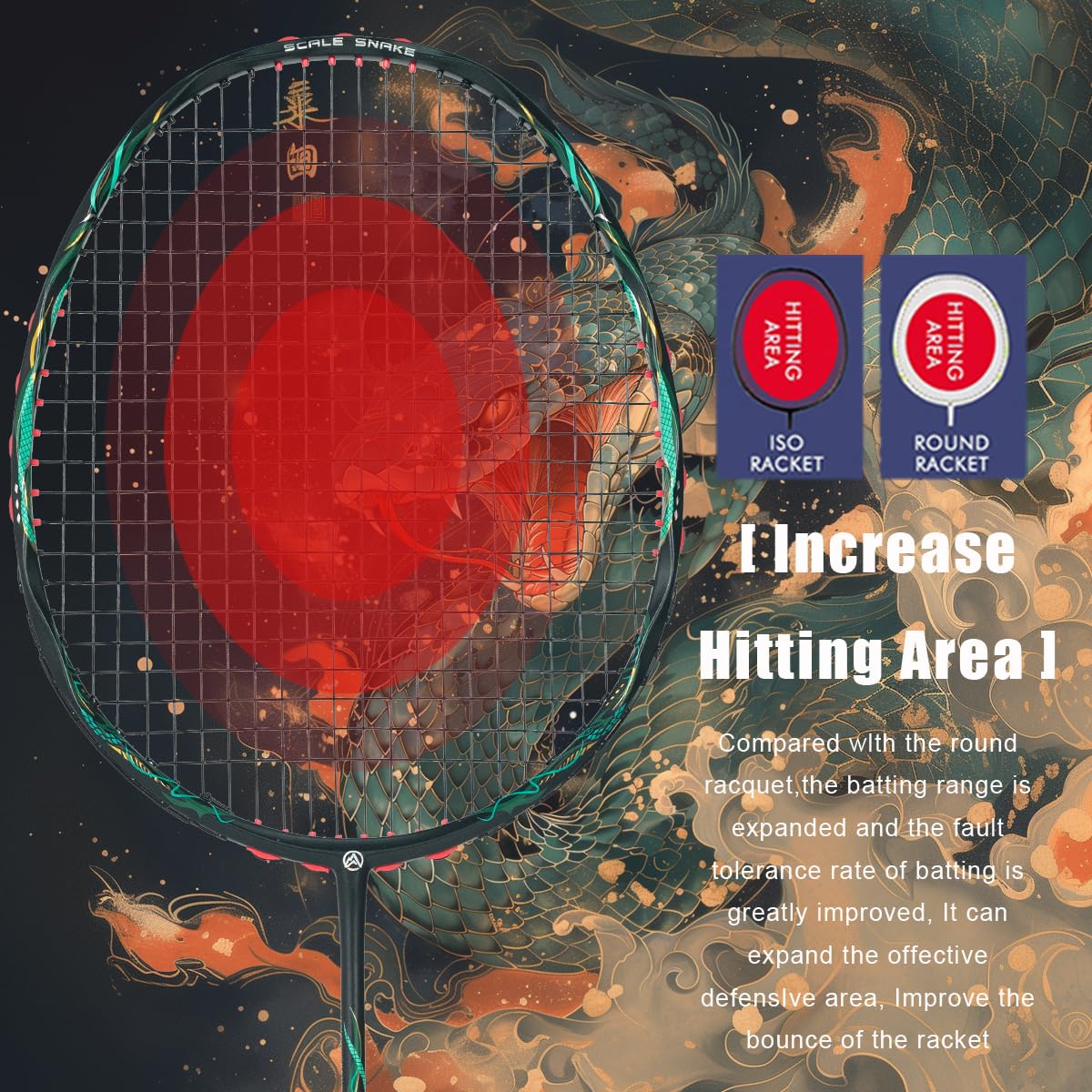 ALPSPORT V5 Scale Snake Twisted Wave Frame 5U G5 22-30LBS Professional Racquet, Full Carbon Fiber Badminton Racket with Gift Box, 1 Flannel Bag, 2 Grips Tapes, Graphite Padel Raket