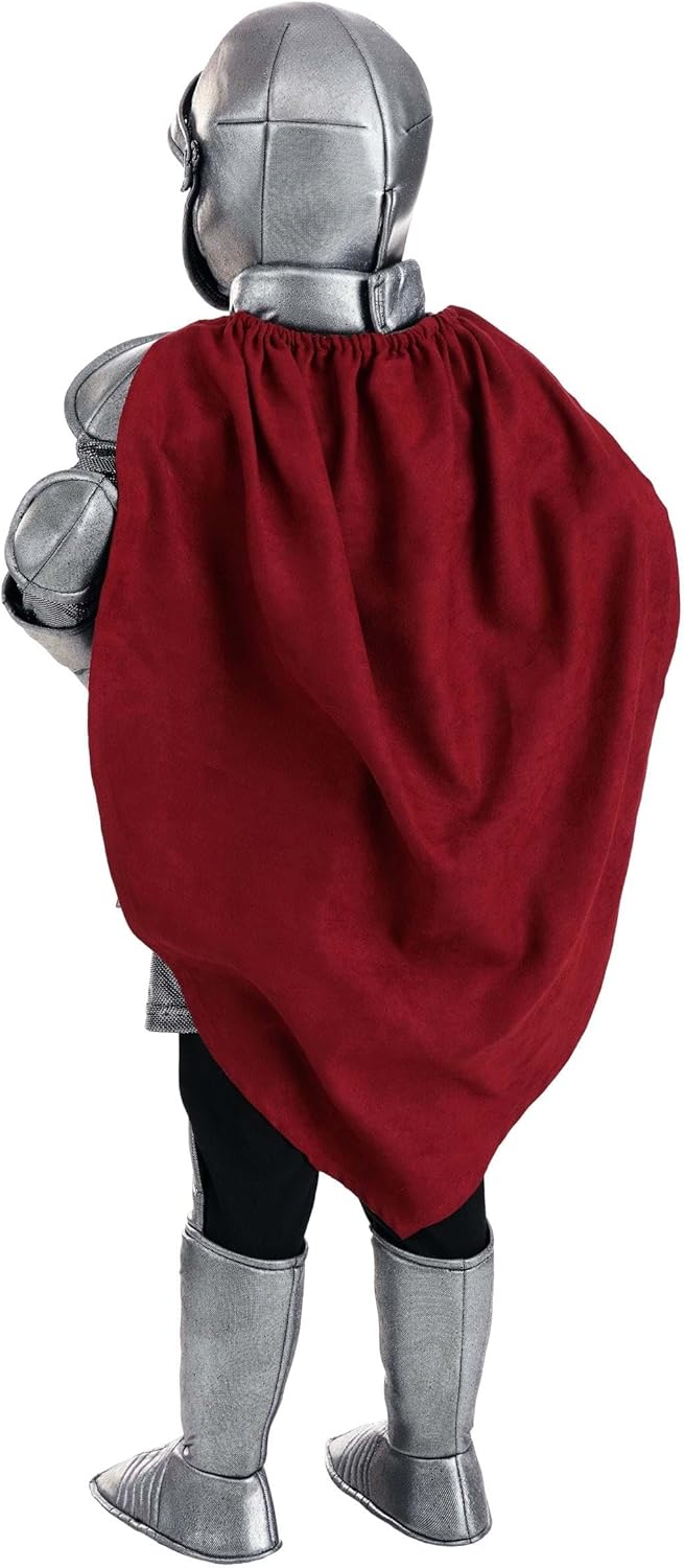 Royal Knight Toddler Costume, Medieval Knight Attire With Tunic, Body Armor, cape, Gauntlets, Boot Covers, And Elbow pads - Image 4