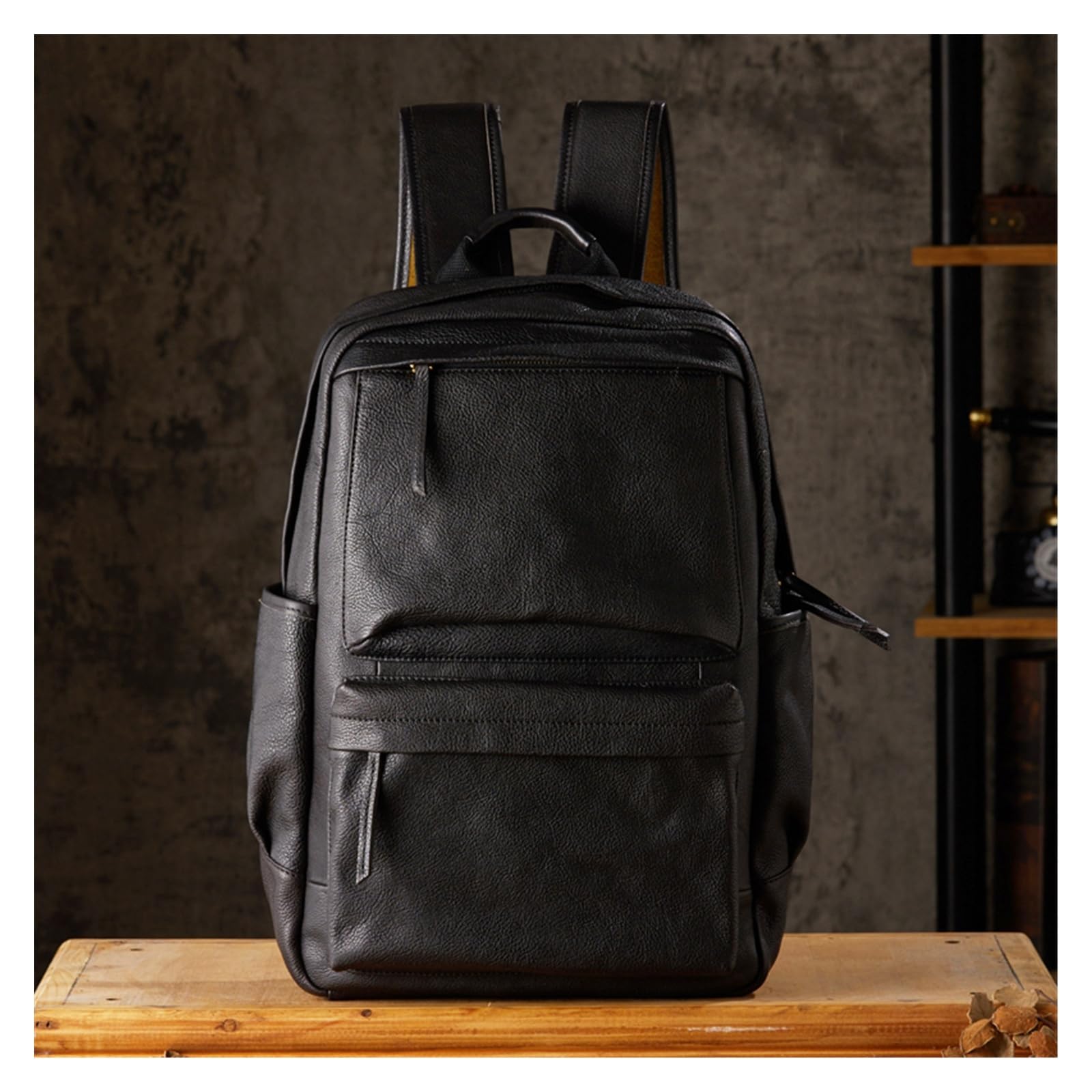 Vintage large Genuine Cowhide Leather Brand Unmarked Multi Compartment Backpack Retro First Layer Cowhide Genuine Leather Fashion Backpack main image 2