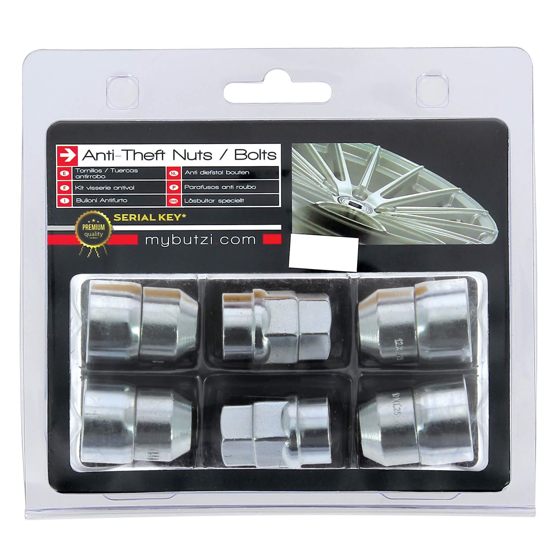 S SUMEX Juego de 4 Tuercas de 14x1.50 Antirrobo Premium de Acerados con Cabeza Rotativa Anti Mordazas con 2 Llave de Tulipa con 7 Puntas Redondas